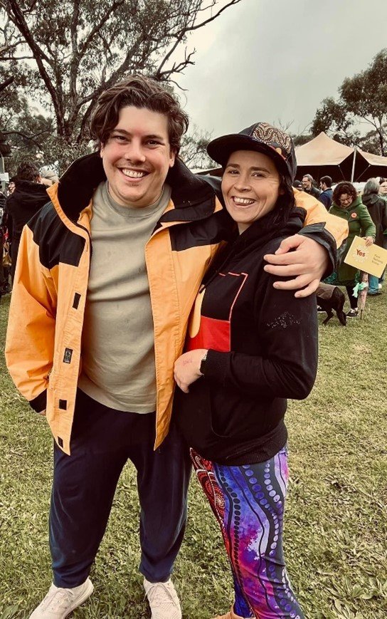 At Colebrook Reconciliation Park after taking part in the 2023 Reconciliation Walk with friend and artist, Elizabeth Close.