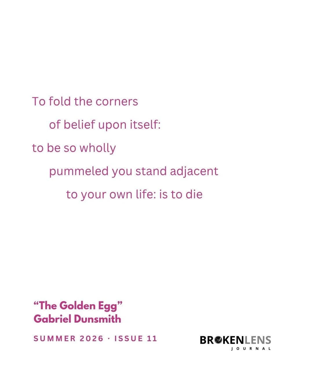 &ldquo;Thorns, blot out my sight.&rdquo;

Read &amp; listen to &ldquo;The Way to Cold Mountain&rdquo; and &ldquo;The Golden Egg&rdquo; by Gabriel Dunsmith from our latest issue at the link in our bio.

Gabriel Dunsmith&rsquo;s poems have appeared in 
