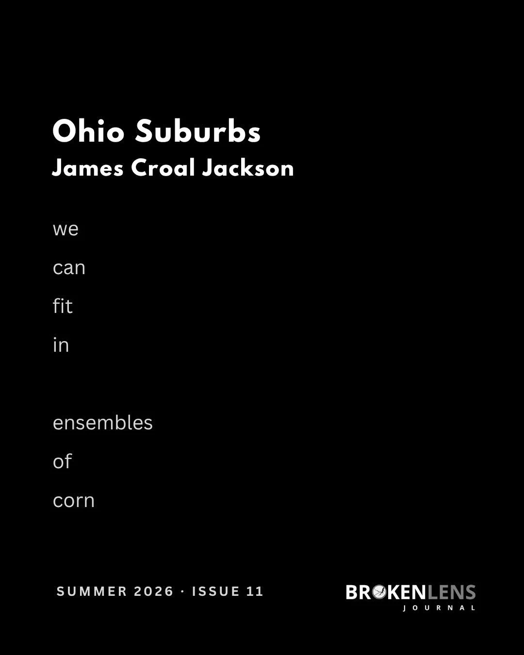 &ldquo;glissandos / of / cities&rdquo;

Read &amp; listen to &ldquo;Ohio Suburbs&rdquo; by @jamescroaljackson from our latest issue at the link in our bio.

James Croal Jackson is a Filipino-American poet working in film production. His latest chapbo