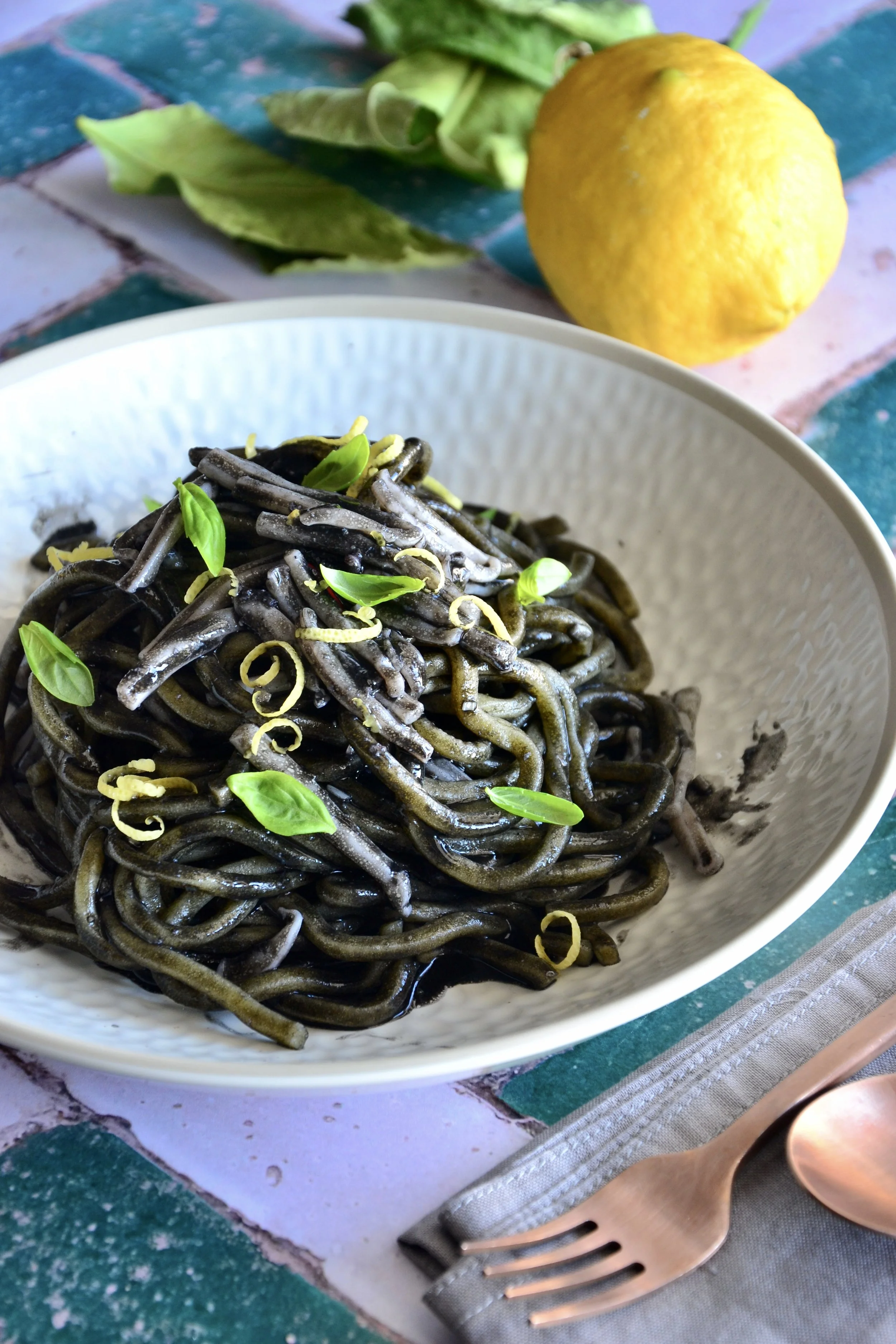 Squid ink spaghetti