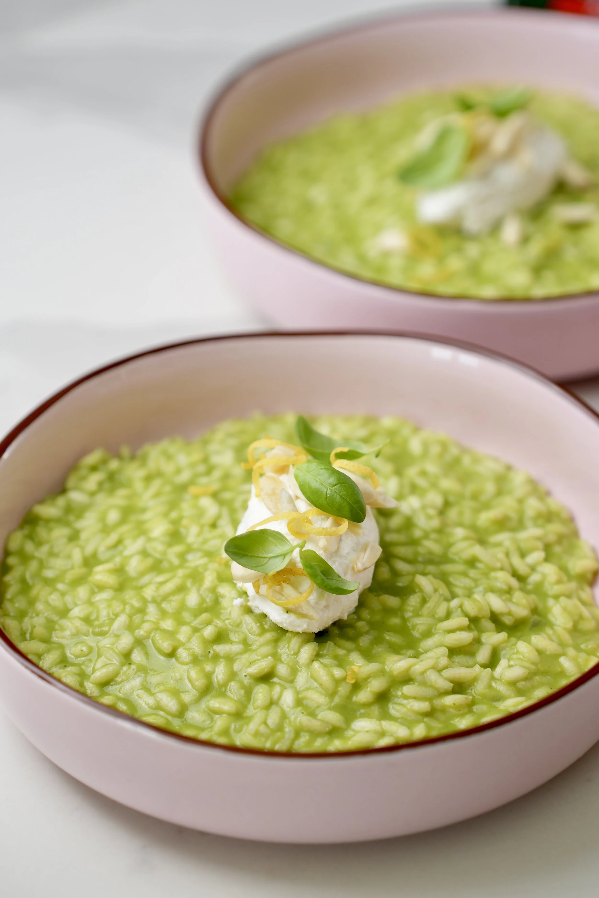 Basil risotto with ricotta