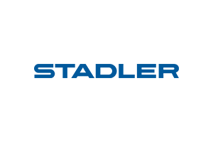 Stadler-logo i blå farge på hvit bakgrunn