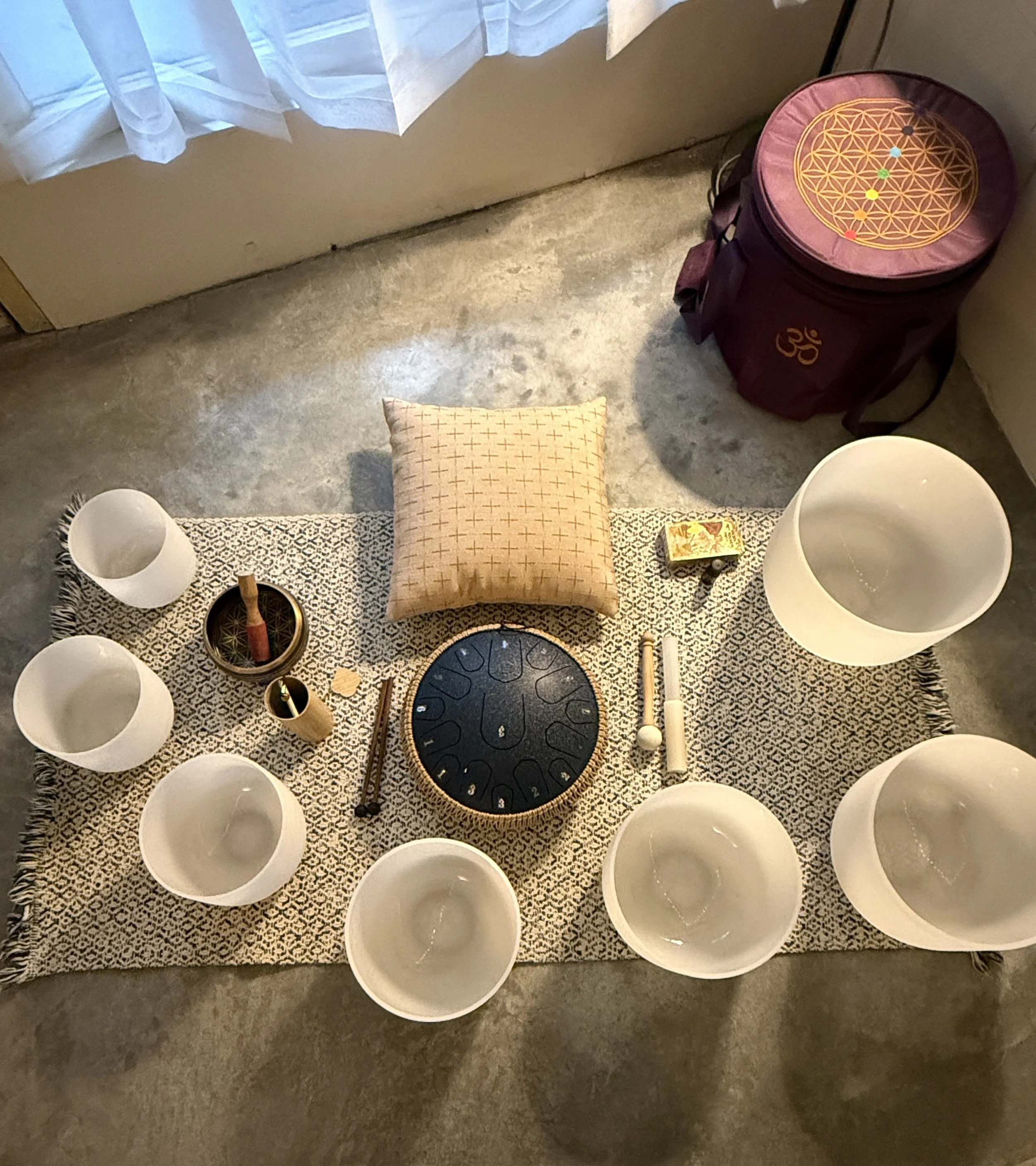 Seven Crystal Singing Bowls 