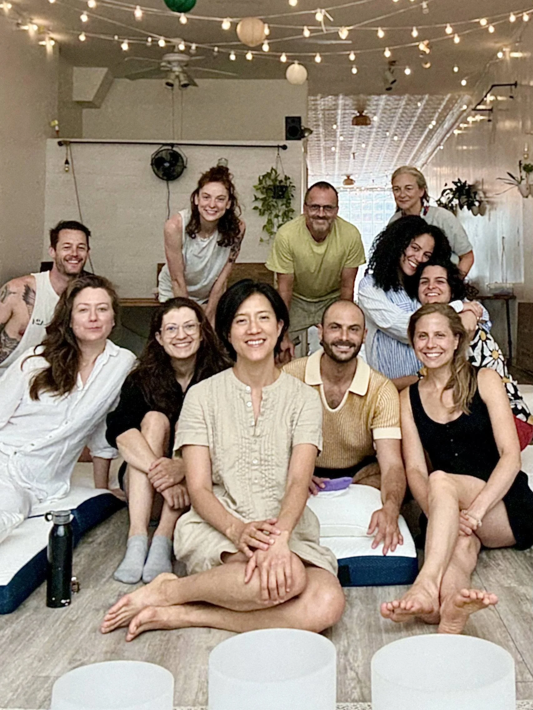 Natalie and corporate clients gathered after a corporate sound bath in nyc.
