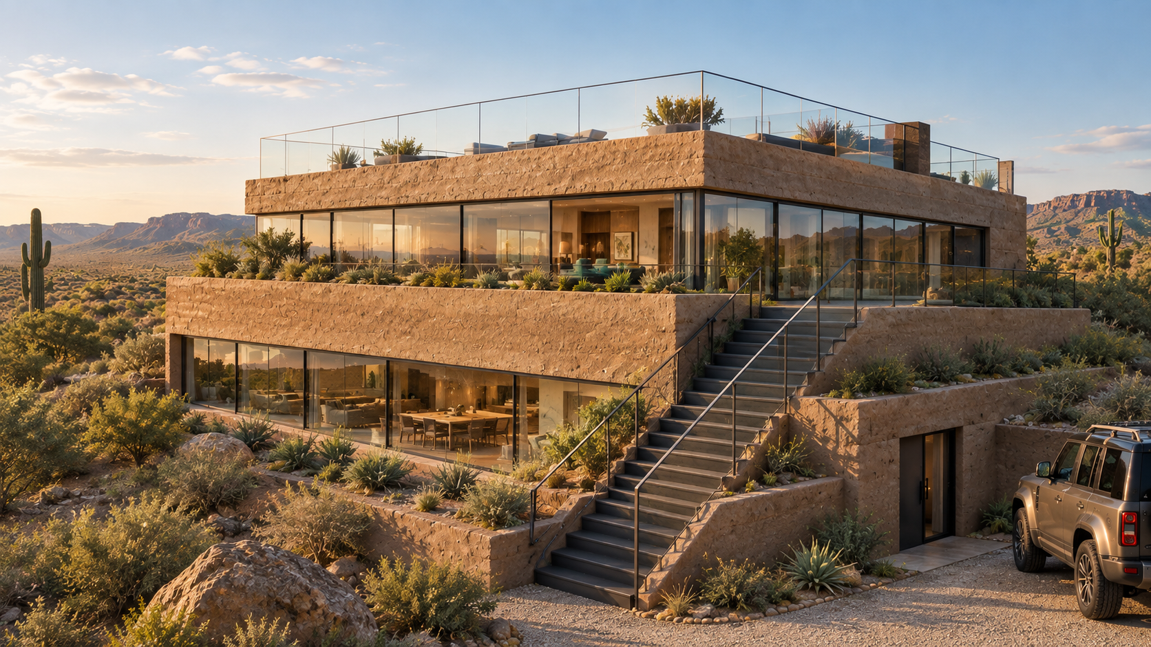 Although larger than originally conceived, this visualization of the Dust House retains the essential design.