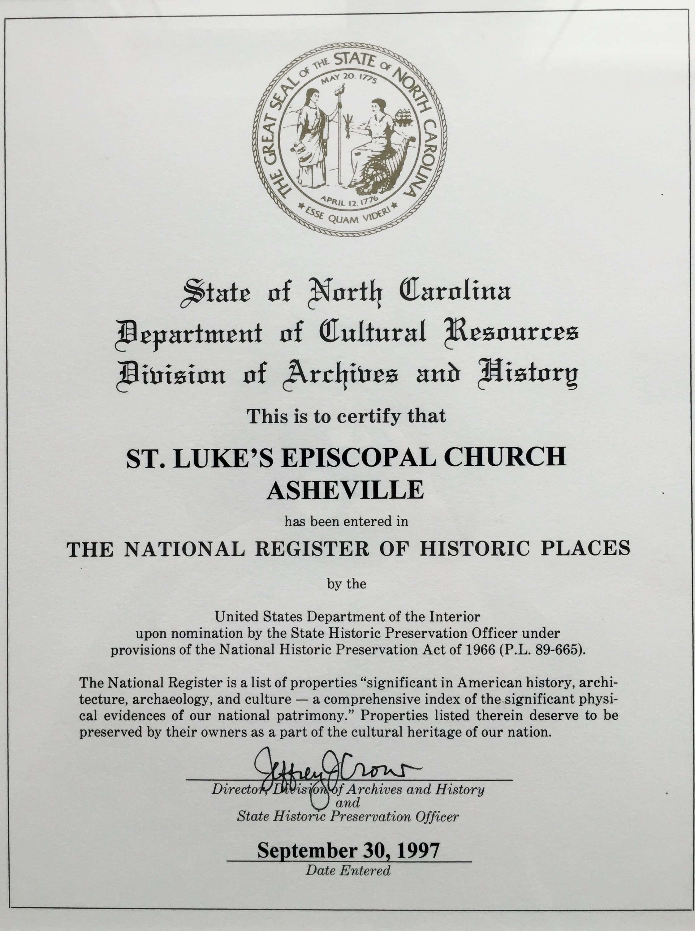 National Registry of Historic Places, 1997