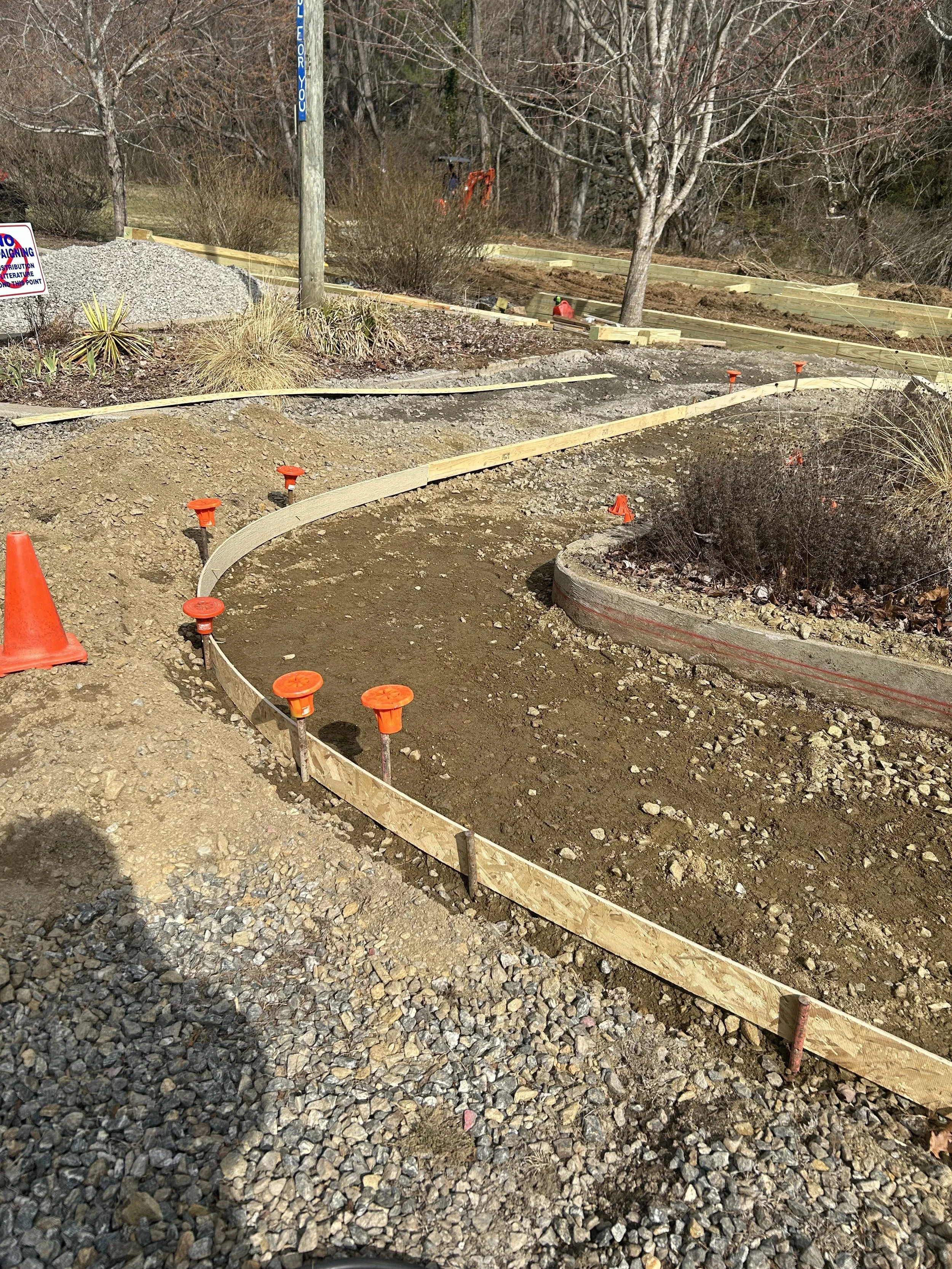 Framing a sidewalk to connect to the gazebo