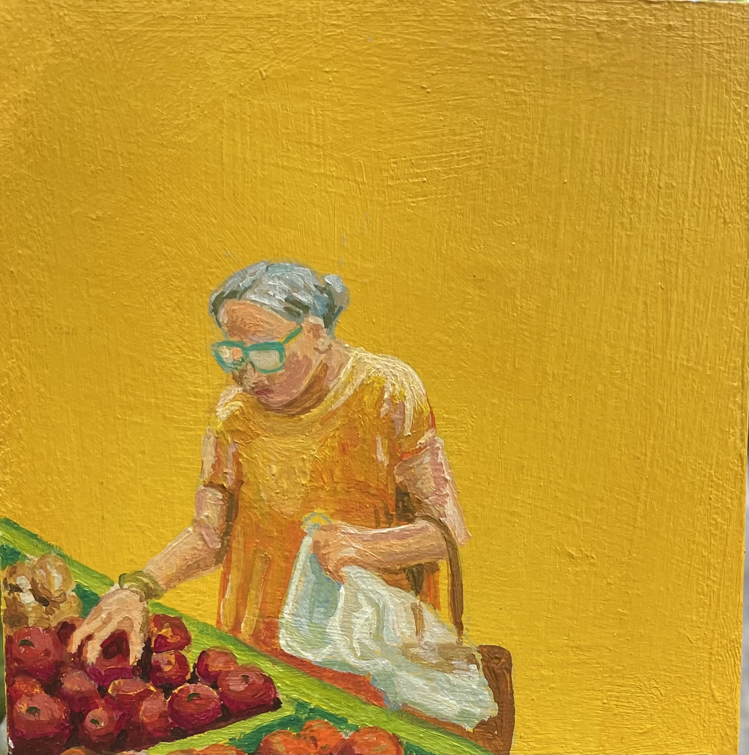SOLD Tomato Lady 6x6 