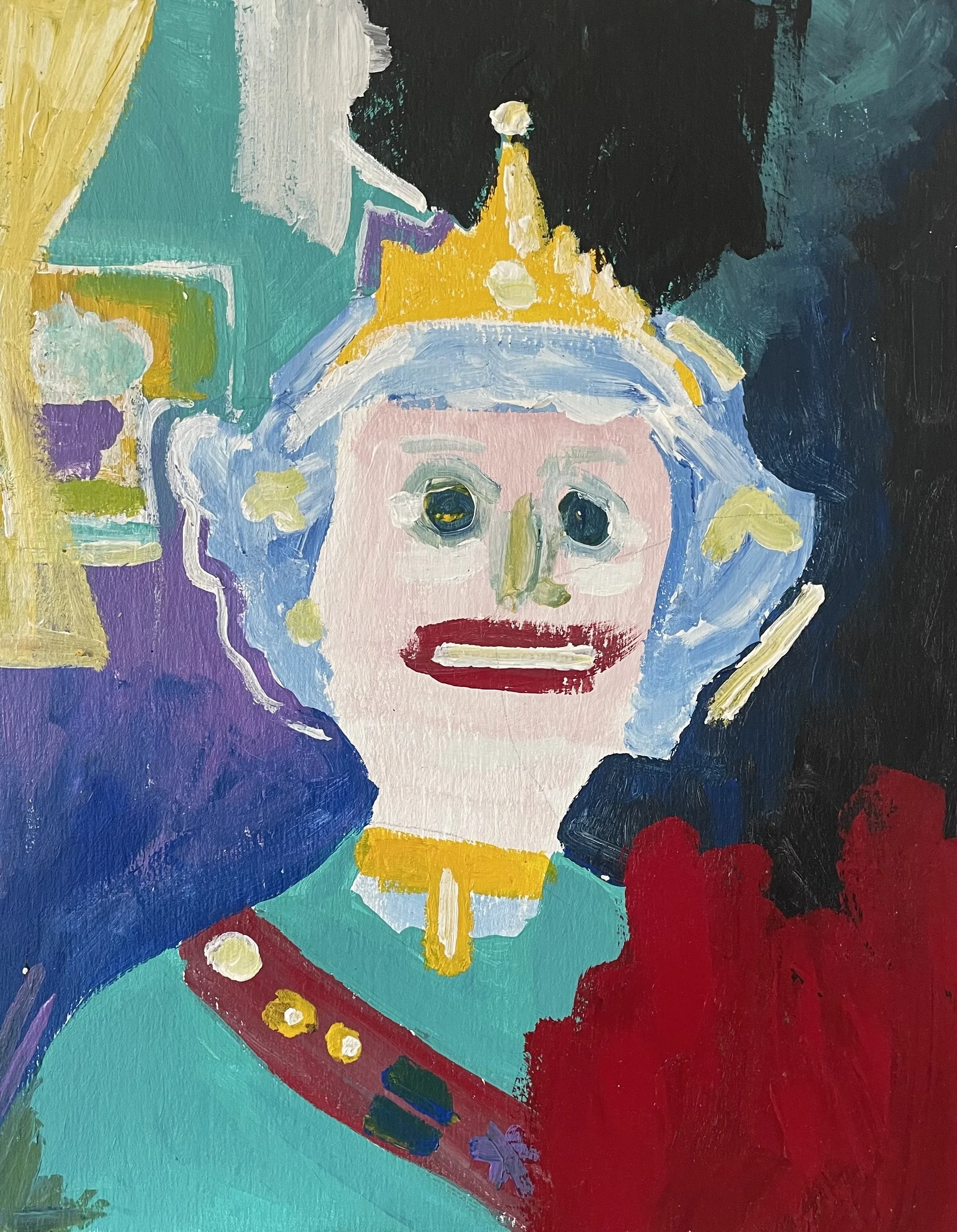 Liz 8 1/4x10 1/2 Acrylic On Pressed Cardboard - $100