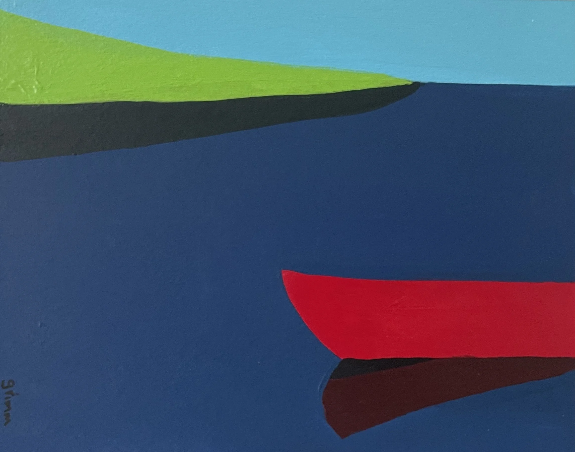 Study for There's a Red Canoe8 1/4x10 1/2 Acrylic On Pressed Cardboard - $100