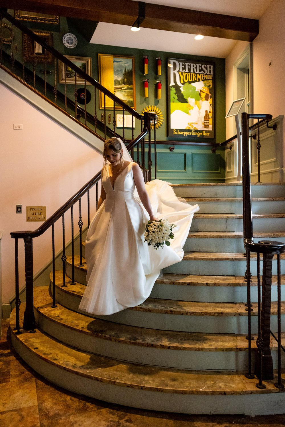 Alex Maldonado Photography | Chicago Wedding and lifestyle Photographer | wedding photos selina hotel bride coming down stairs for first look