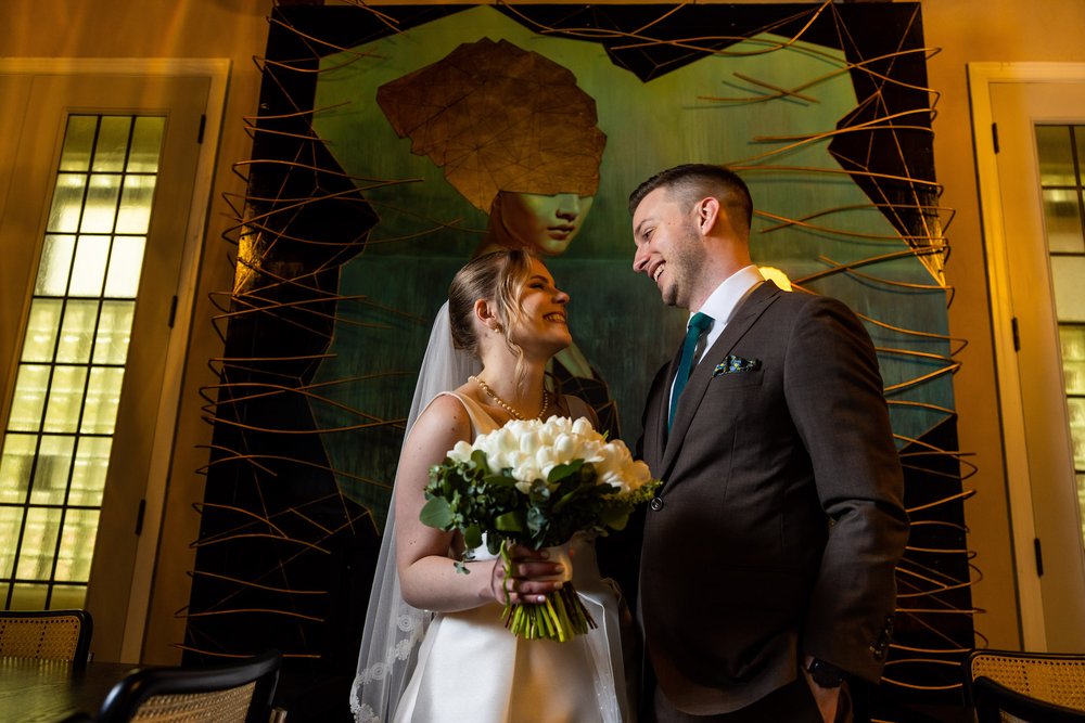 Alex Maldonado Photography | Chicago Wedding and lifestyle Photographer | wedding photos selina hotel creative indoor lobby groom bride