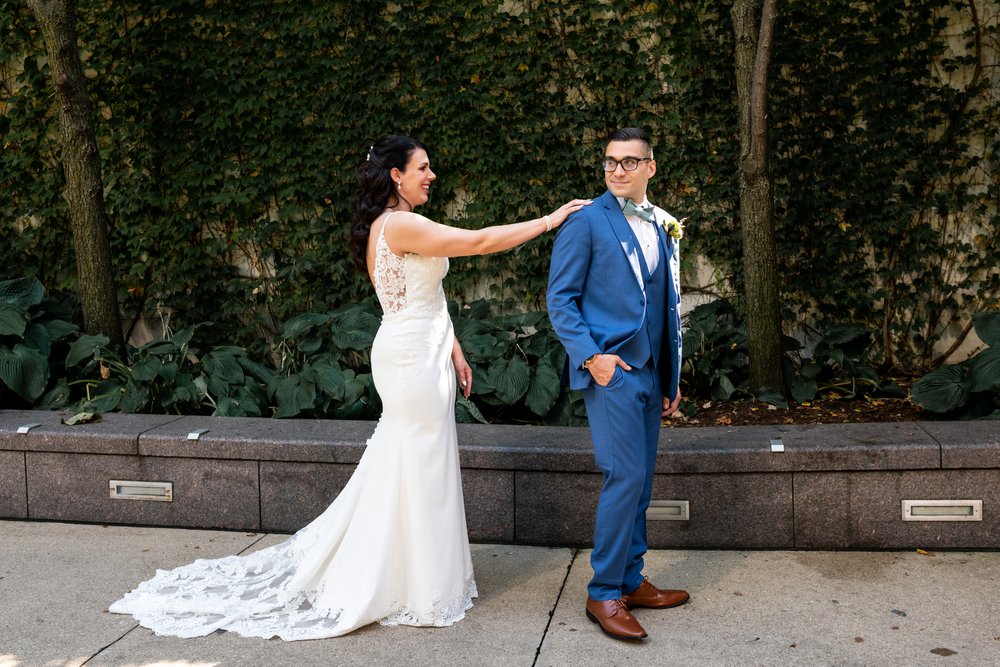 Alex Maldonado Photography | Chicago Wedding Photographer | bride seeing groom first time for first look at riverwalk.jpg