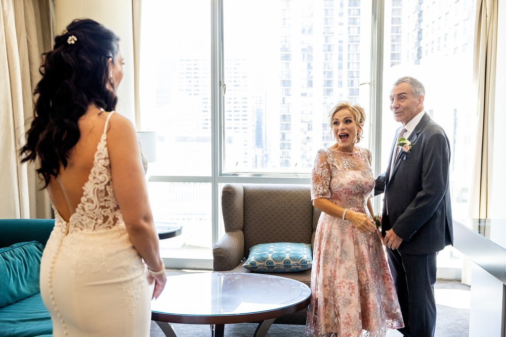 Alex Maldonado Photography | Chicago Wedding Photographer | bride ffirst look with in laws.jpg