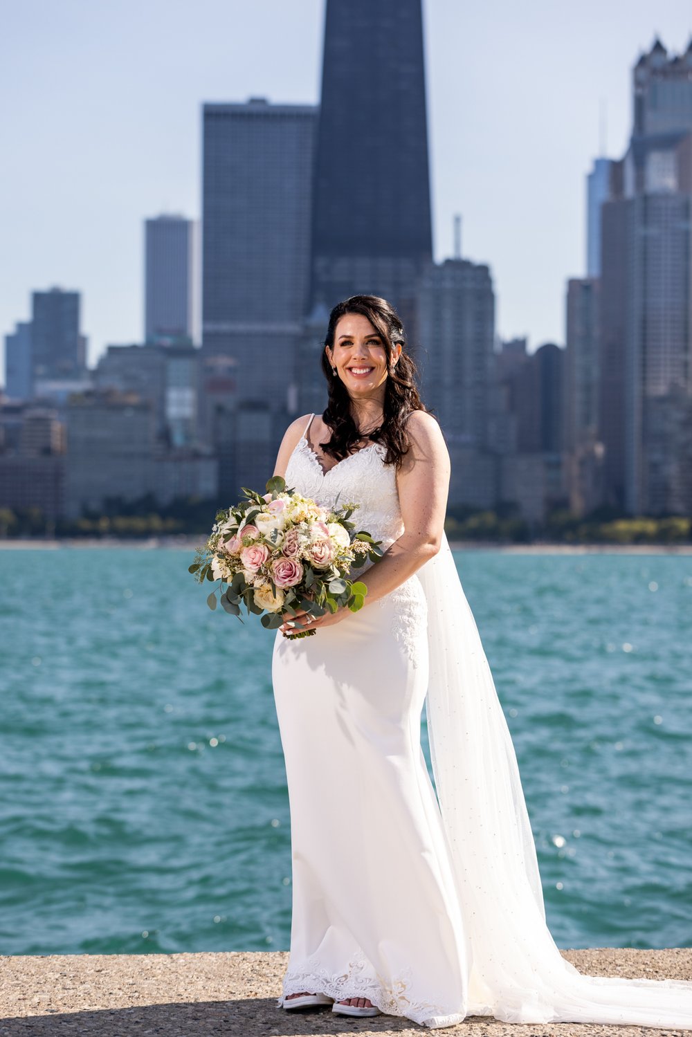 Alex Maldonado Photography | Chicago Wedding Photographer | bride behind skyline at north avenue beach.jpg