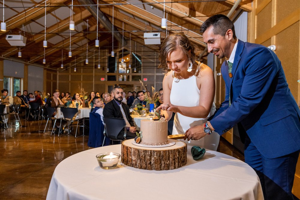 Alex Maldonado Photography | Chicago Wedding Photographer | bride and groom cut cake vegan cake mayobakes.jpg