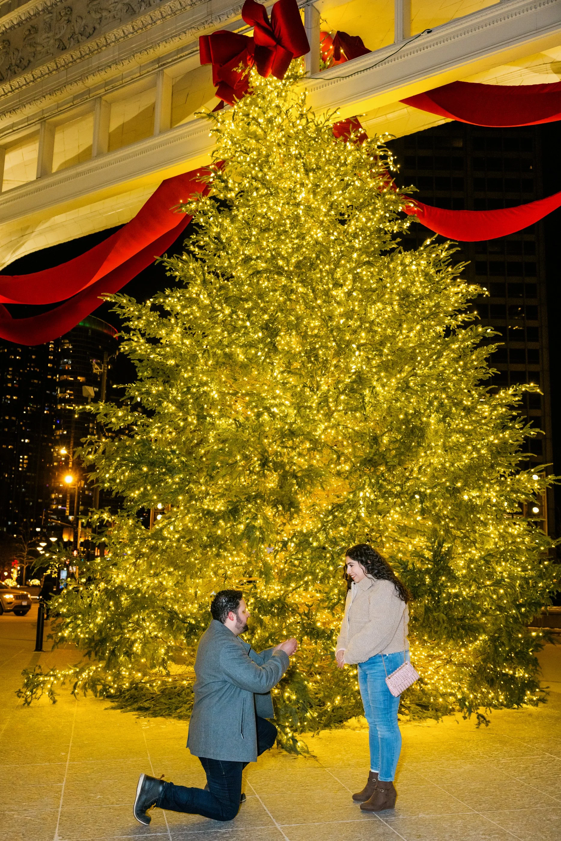 Julian + Diana | Wrigley Building Christmas Tree