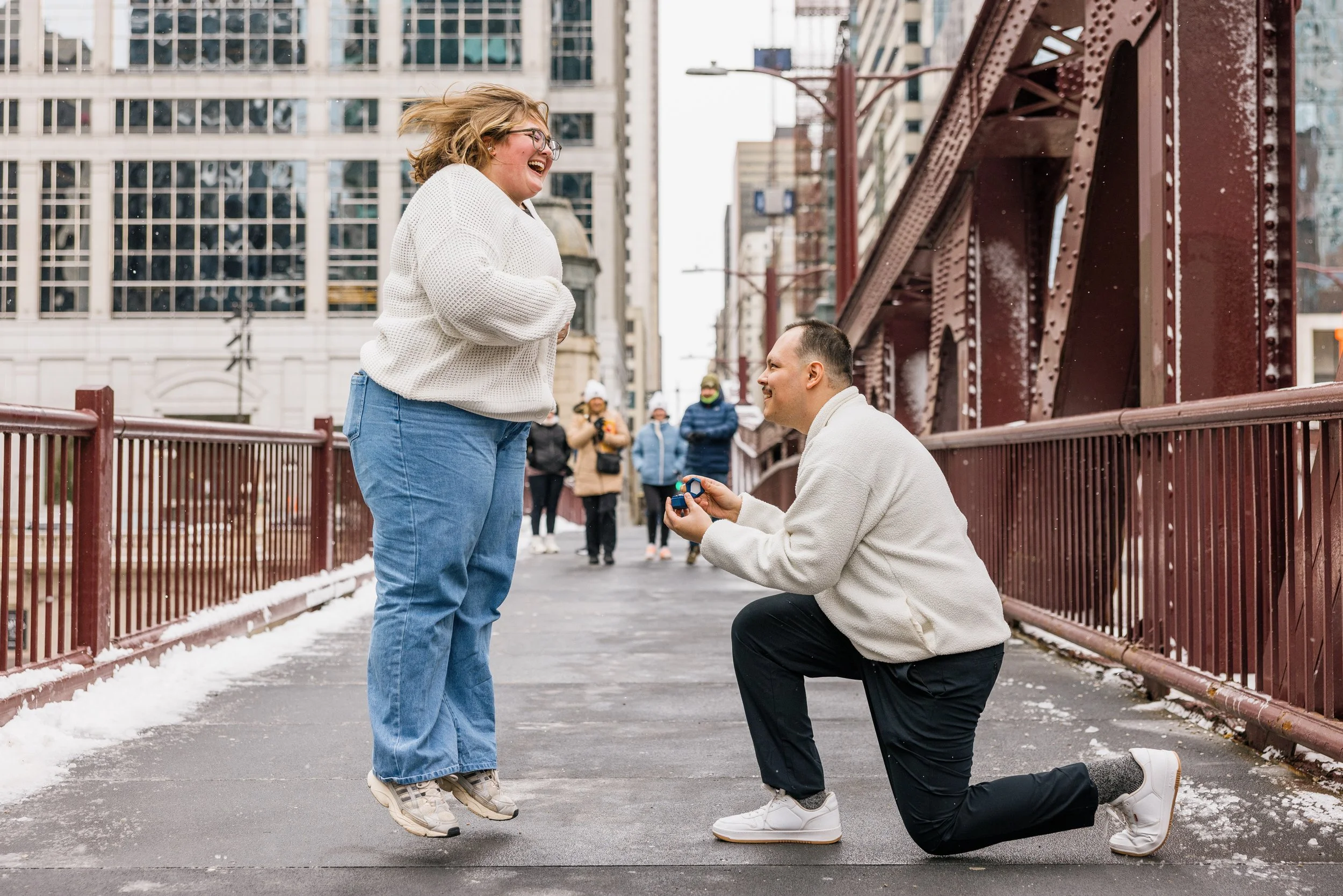 Evan + Halle - Pizzaria Portofino  | Clark Street Bridge