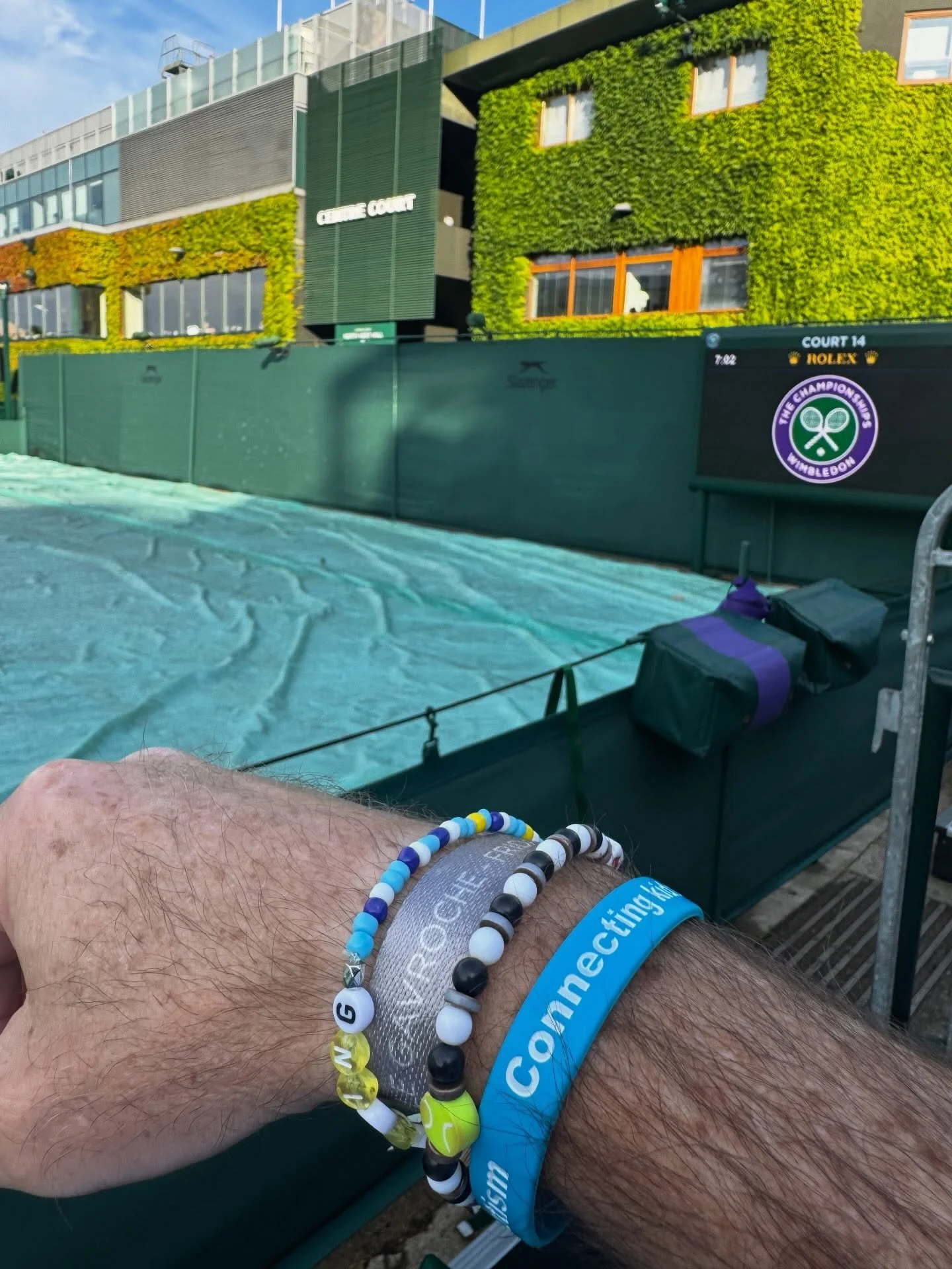 Dream realized! These Zo Much More bracelets (with a clear ACEing Autism theme) made it to Centre Court at Wimbledon! 

This gets us halfway to the Grand Slam - just the French and Australian Opens to go!