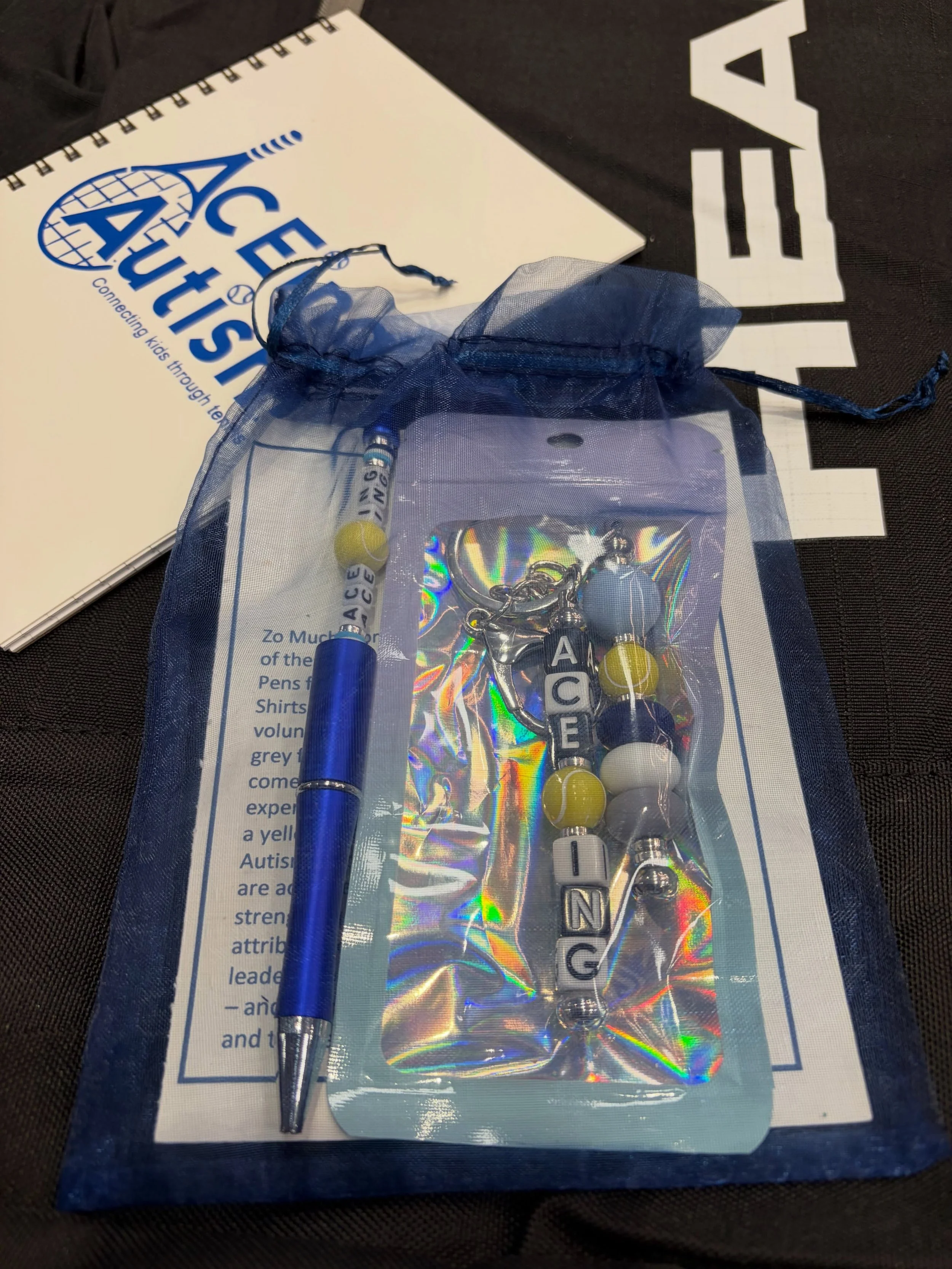 Thrilled to be part of the swag again this year for our OG Charity Partner @aceingautism annual conference in Cincinnati. Love seeing the bag charm/key chain and fidget pens in use!