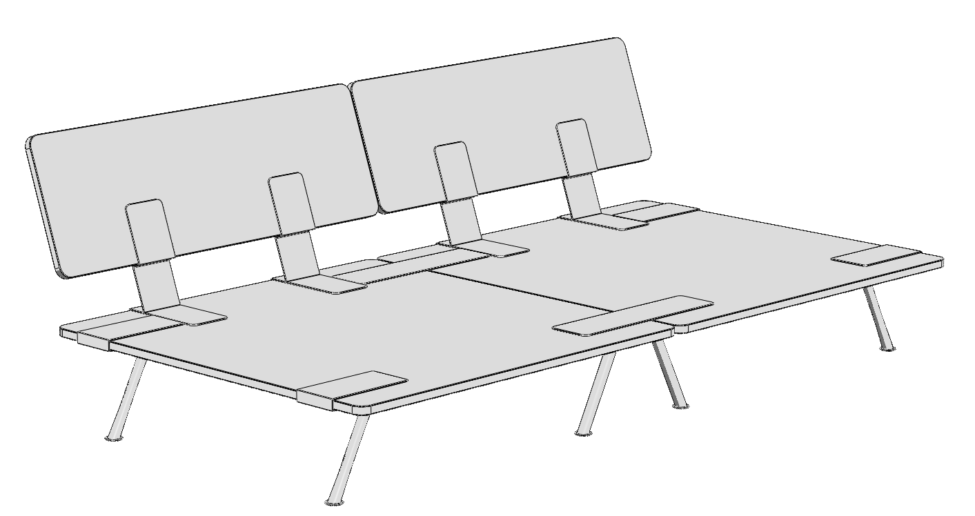 legs and supports slide over the platform for ease of assembly