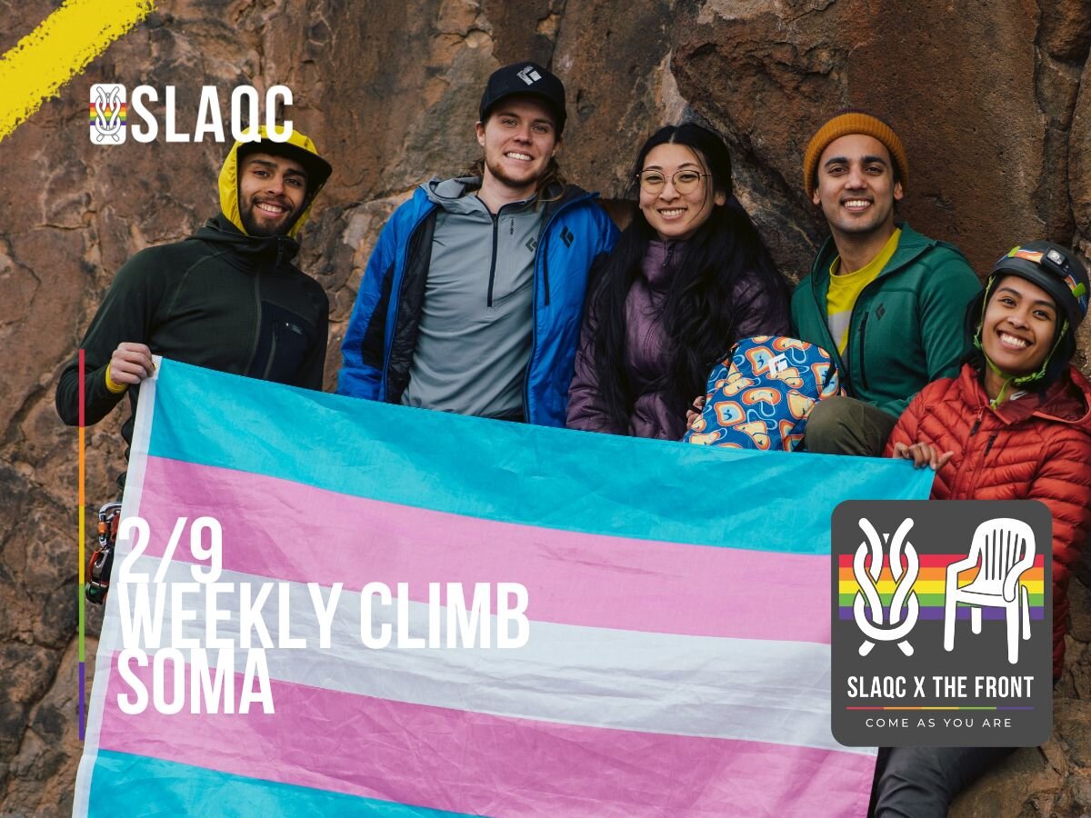 THURSDAY CLIMB NIGHT @ SOMA!

Hello SLAQCers! We're back this week at SoMa! Come climb, hang, say hi - you know the drill! Also don't forget - we have NEW merch; check out the link in our bio to check it out 👀

We&rsquo;ll be meeting inside at @thef