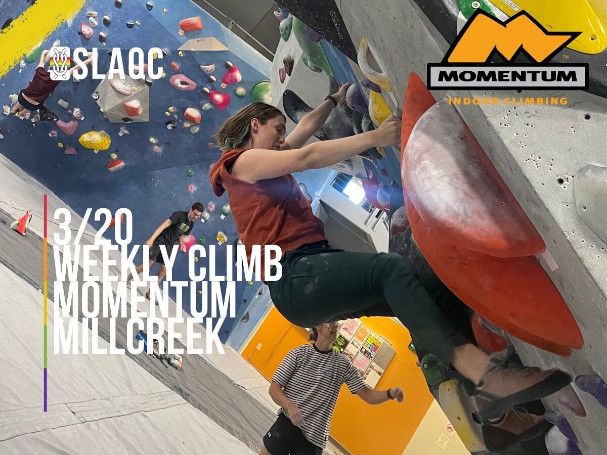 SLAQC @ MOMENTUM MILLCREEK THIS WEDNESDAY!

We&rsquo;re back at the MILLCREEK location of @momentumclimbingutah this Wednesday! We always have great turnout at Momentum and hope to see all your smiling faces again this week 😎We&rsquo;ll be hanging o