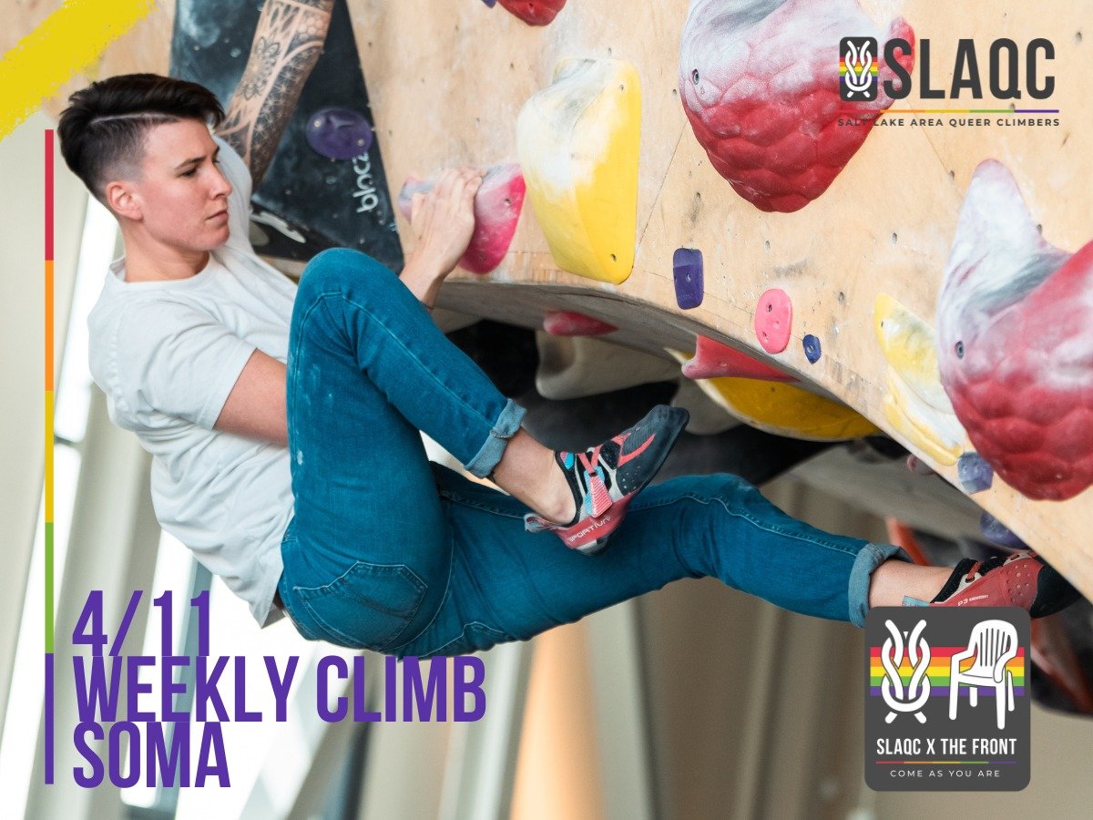 THURSDAY SLAQC MEETUP @ SOMA!

Come enjoy the golden hour climbing at sunny SoMa! We'll be there to get in your reps and time to connect! 

DETAILS
We&rsquo;ll be meeting by the red couches at @thefrontclimbing ! Look for our flags 🏳️&zwj;🌈
Date: T