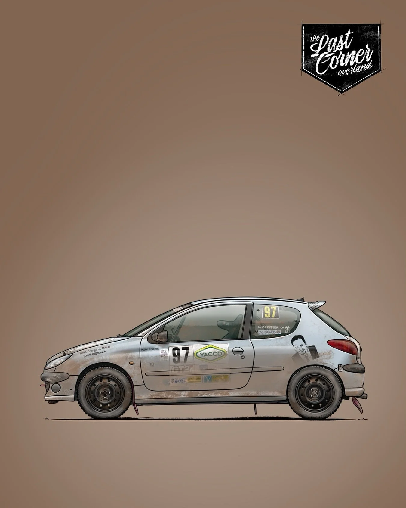 Version sale post &eacute;tape du Rallye Terre de Vaucluse 2023 de la Peugeot 206 S16 2L 1999 de Lucas Greffier @peffou.
Merci Lucas pour cette commande 🙏🏼
.
&bull; Vous souhaitez une illustration de votre v&eacute;hicule ? Contactez-moi en MP ou v