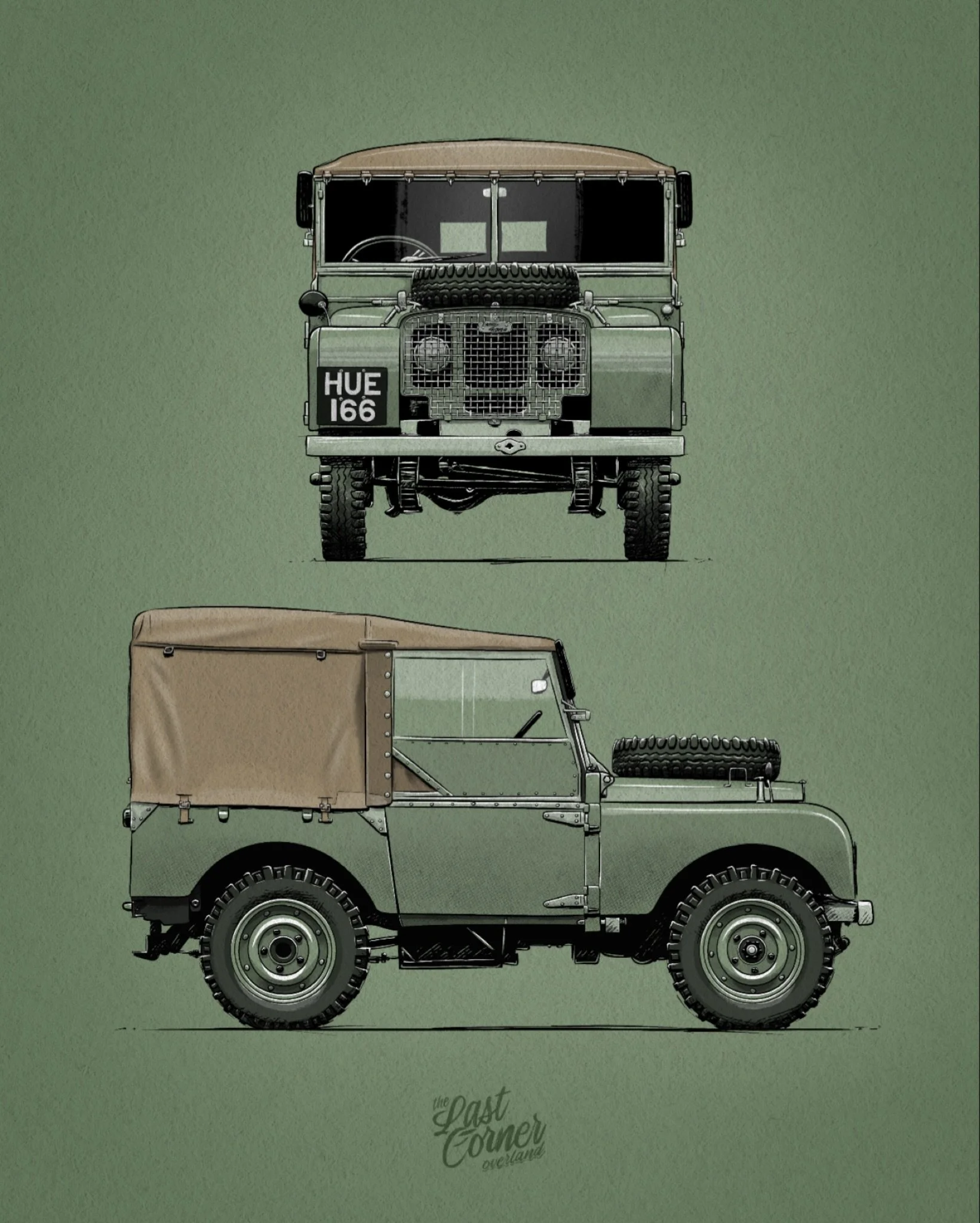 ✍️ Hand-drawn HUEY - Commissions -&gt; DM me 🤙🏼
HUE 166 must be the most famous Land Rover ever, the first and biggest hall of fame Land Rover as it were. Thats because it was the first production vehicle. A lot has changed in the 60 years since th