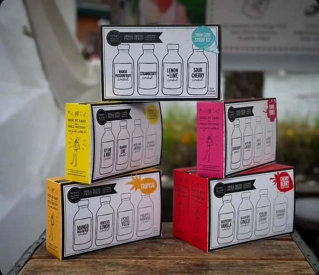 Gift box sets for easy gifting. Great for hostess gifts, teacher gifts, soda stream owners, home mixologists and secret santa gifts.

We have 5 options, but if you visit us at one of the holiday shows or farmers market we give you the option to custo