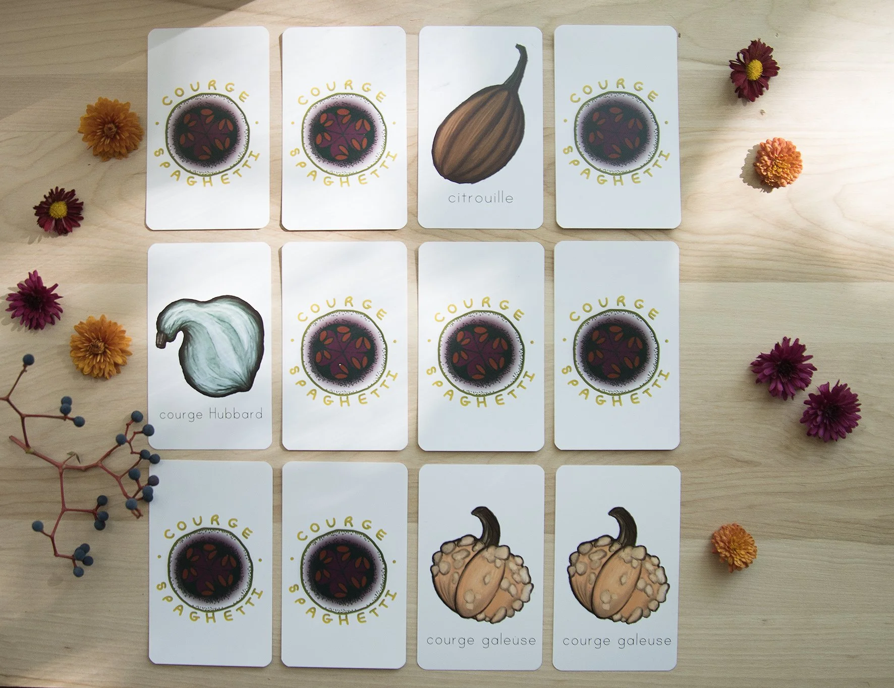 cartes apprentissage courges flashcard jeu de mémoire enfant préscolaire primaire - Courge spaghetti