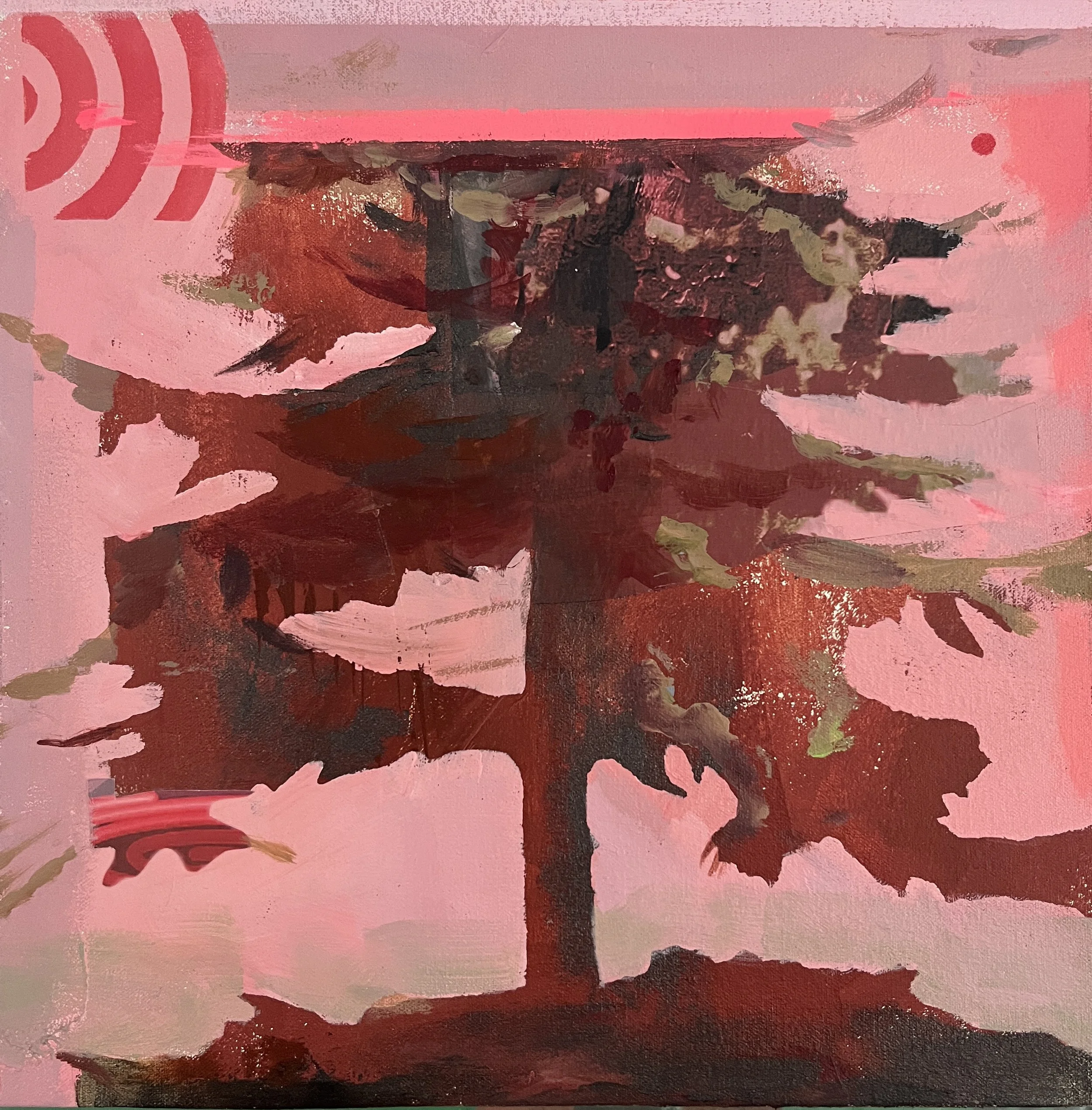 What Remains, 14" x 13", acrylic and collaged digital prints on canvas