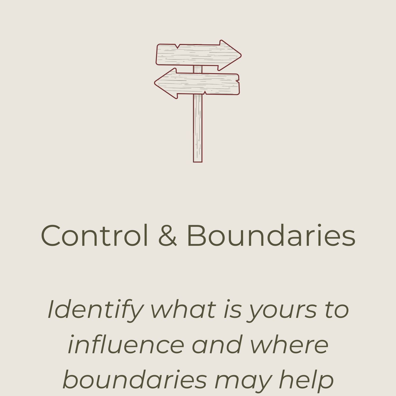 Control & Boundaries – identify what is yours to influence and where boundaries may help.
