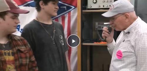 Students learning about amateur radio at Milford High School