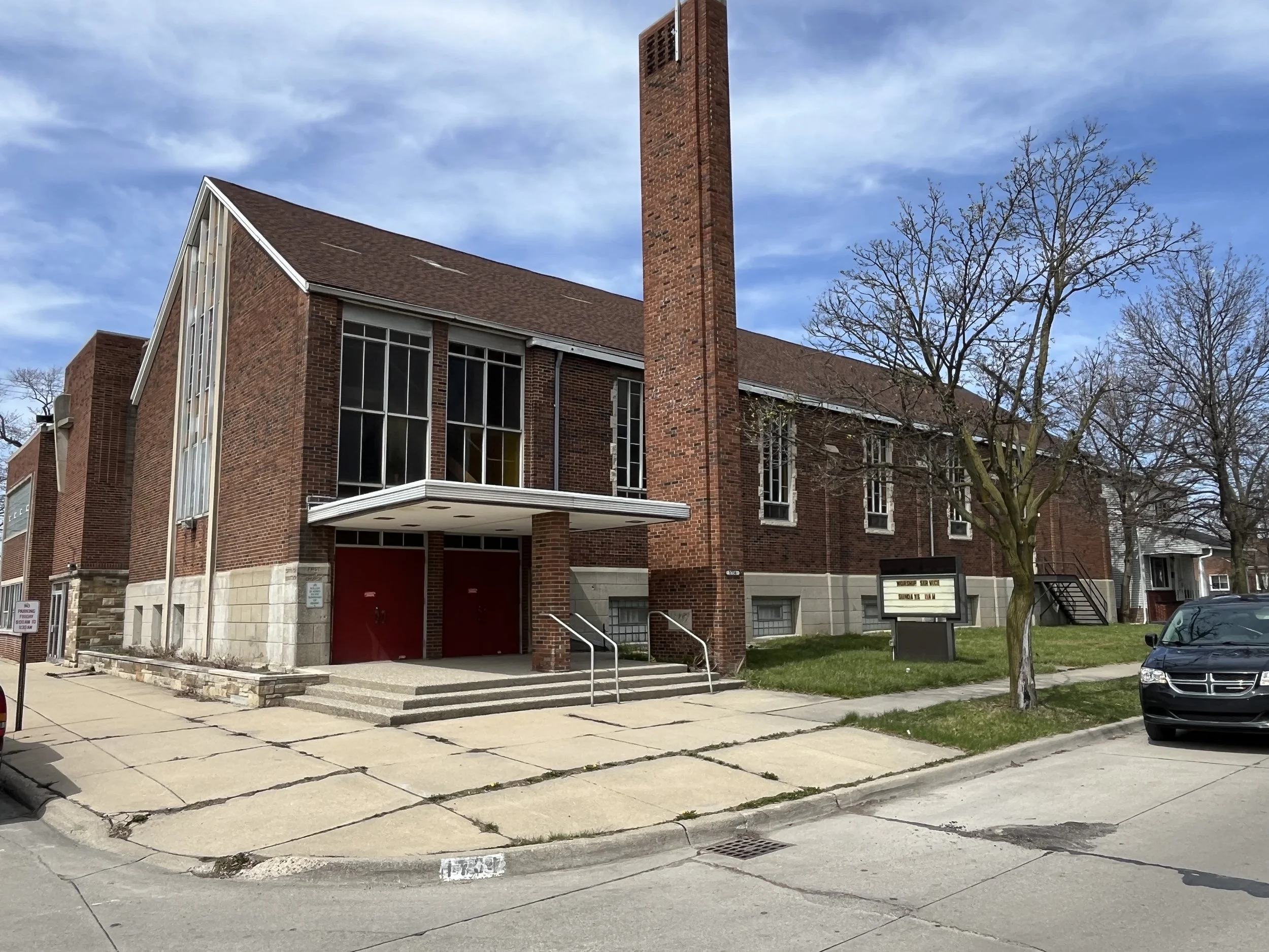 Church for sale in Lincoln Park MI.  Exterior photo.