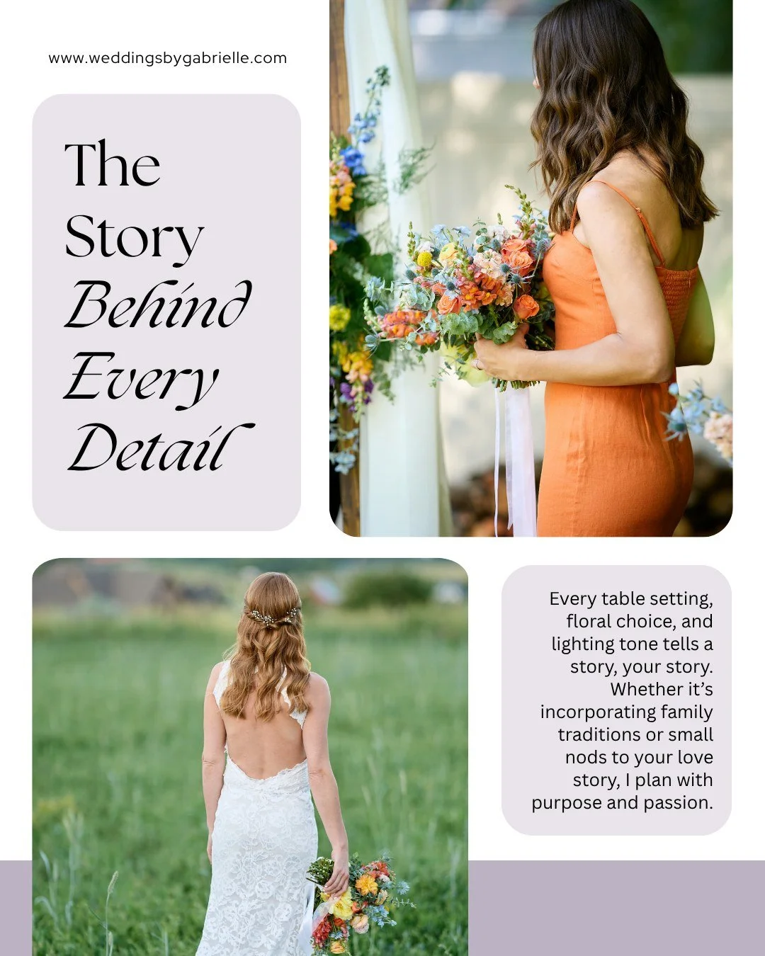 Every element of your wedding tells a story, from the soft glow of the candles to the blooms you choose to hold. 
At Weddings by Gabrielle, each detail is crafted with intention to reflect your journey, your love, and your vision. 💐
Let your celeb