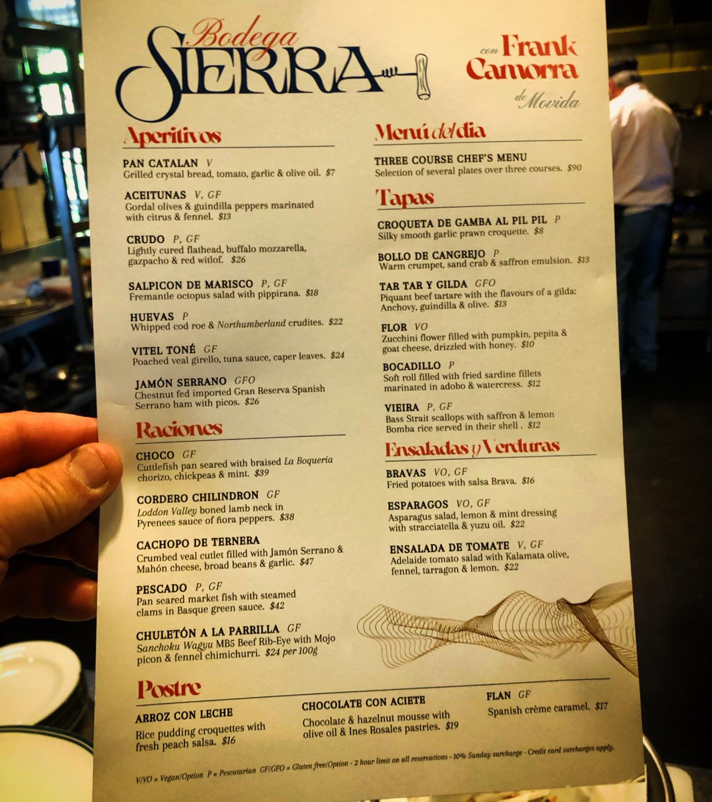 Men&uacute;.

A few changes, a couple new dishes.
Race is on till the end of the year.
Last service Sunday 21st December.
Not long now..

Bookings via website or call 54221079