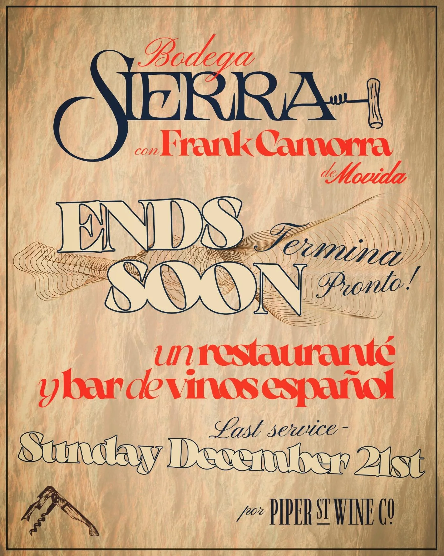 &iexcl;BODEGA SIERRA TERMINA PRONTO!

Our collaboration with @frankcamorra from @movidamelb is due to end soon!
The last service of the year is Sunday 21st December 2025..
Bookings are pretty solid for these last two weeks but there is space for walk