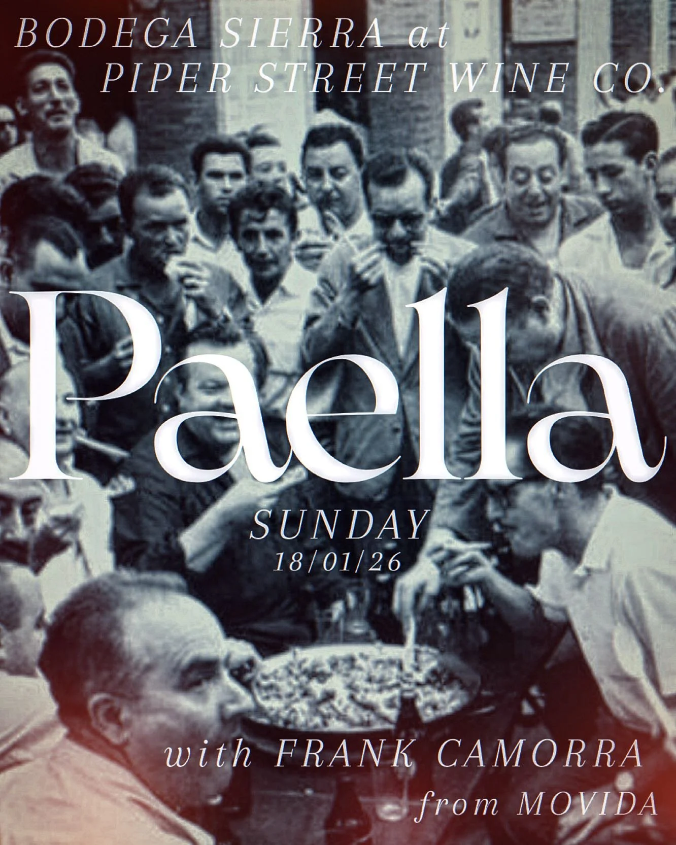 &iexcl;Domingo de Paella!

Been a hell of a year already&hellip; 
Join us this Sunday for a big Paella or two in the courtyard. Frank will be here on the pans, come have a pint of Estrella Damm, grab a plate, say g&rsquo;day/hola. 
I know we&rsquo;re