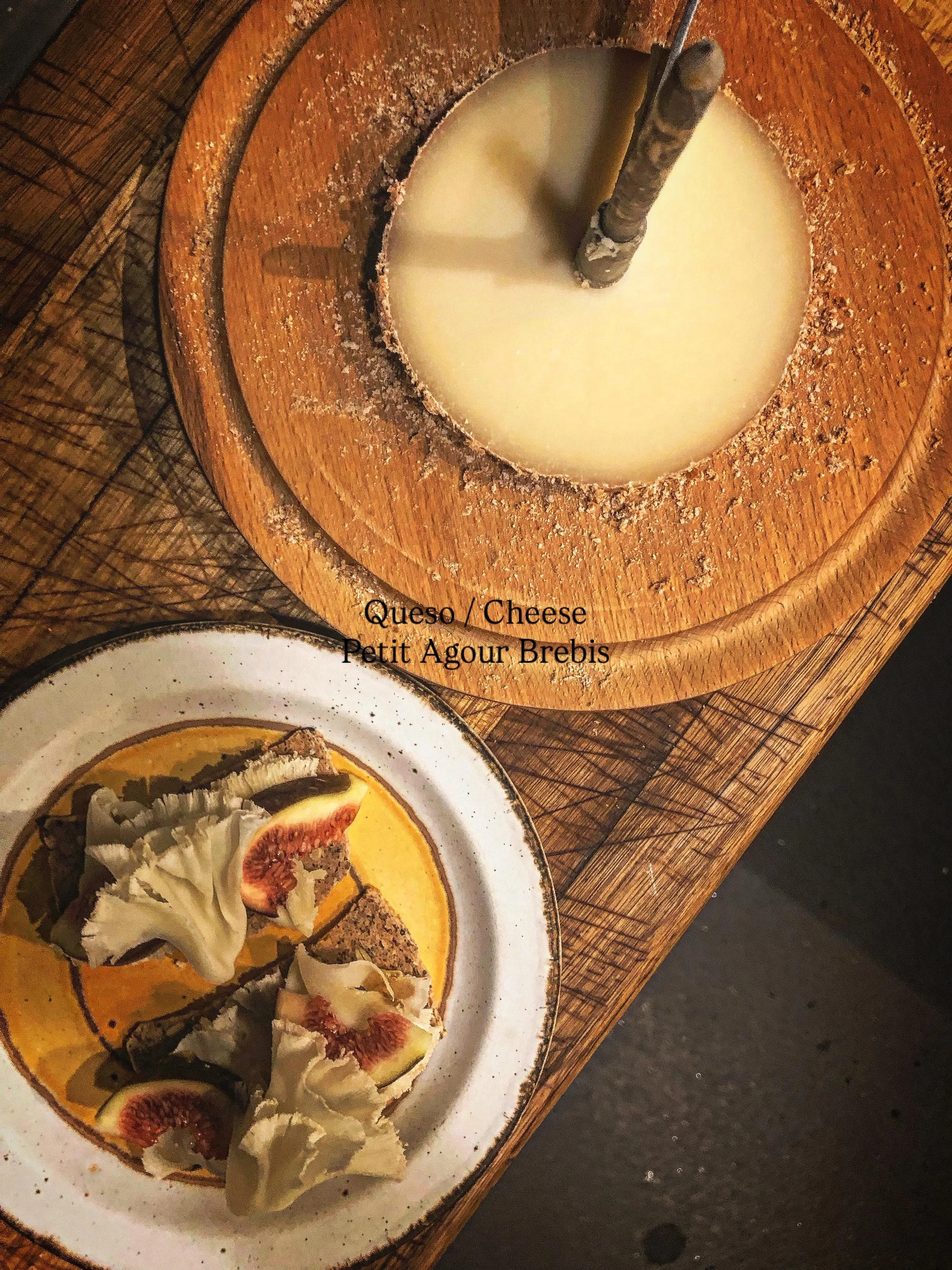 Petit Agour Brebis.

A fun way to get your cheese in for the day.
Soft delicate ribbons of this gorgeous Basque country sheeps milk cheese are shaved from the wheel and served on a caraway seed cracker with fig and honey. 
Even if you&rsquo;re full a