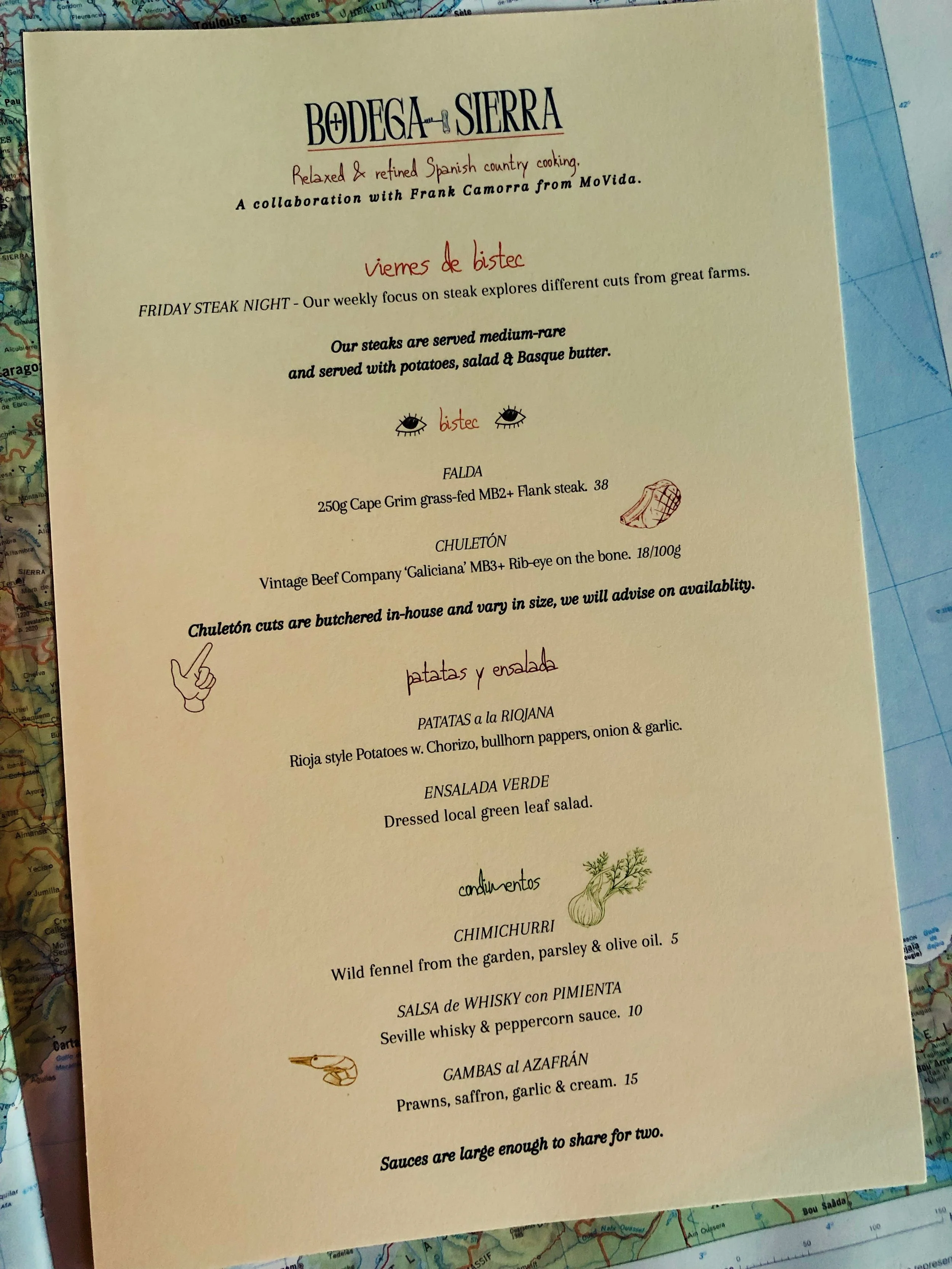 Tonight!

VIERNES de BISTEC.
A Friday night focus on steak.

There&rsquo;s room for walk-ins in the bar if you&rsquo;re having trouble booking online&hellip; otherwise come a bit later!
C&rsquo;mon country folk, dinner at 8pm on a Friday is ok! 😂

?