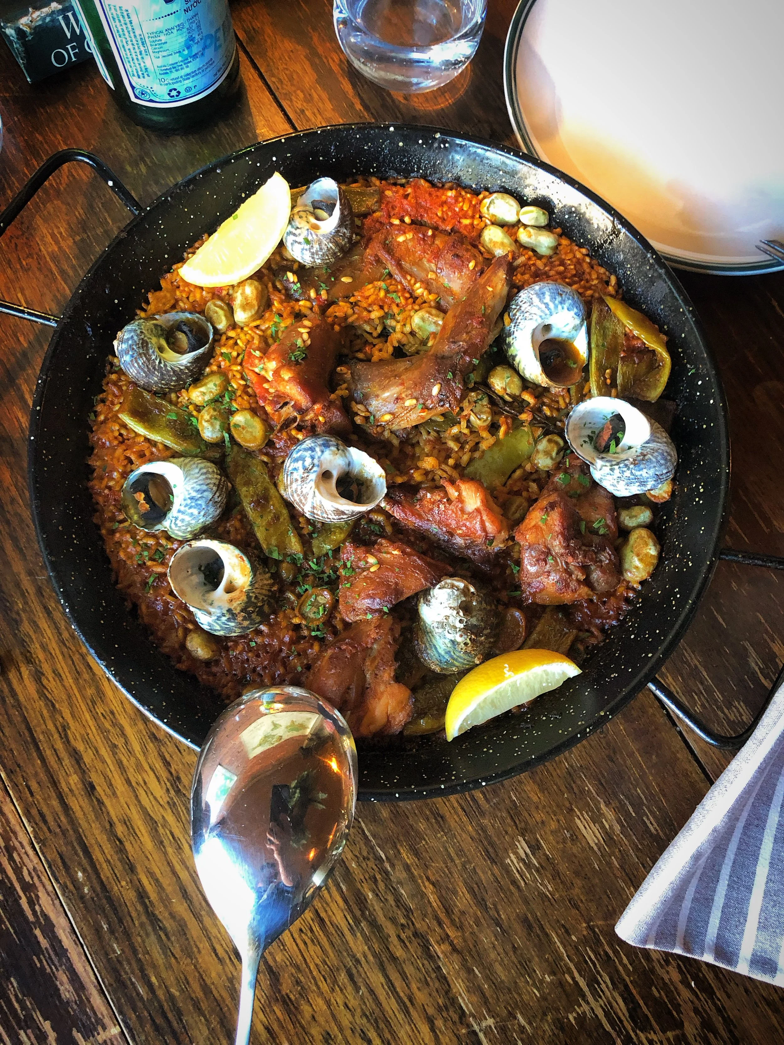 Paella Sundays.

Last week we knocked up the original Paella Valenciana, the classic rabbit and snail version, a farm workers dish that started it all - Deliciosa!
We thank all of you who were &lsquo;brave&rsquo; enough!

This week we are playing it 