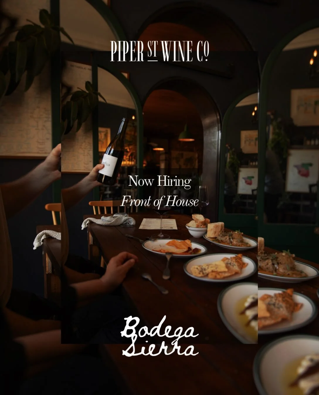 Hiring front of house.

As we move forward through this year into warmer weather, we&rsquo;re looking for a special someone to join our front of house team. 

Experience preferred although not essential, but a genuine interest for food and wine is.
W
