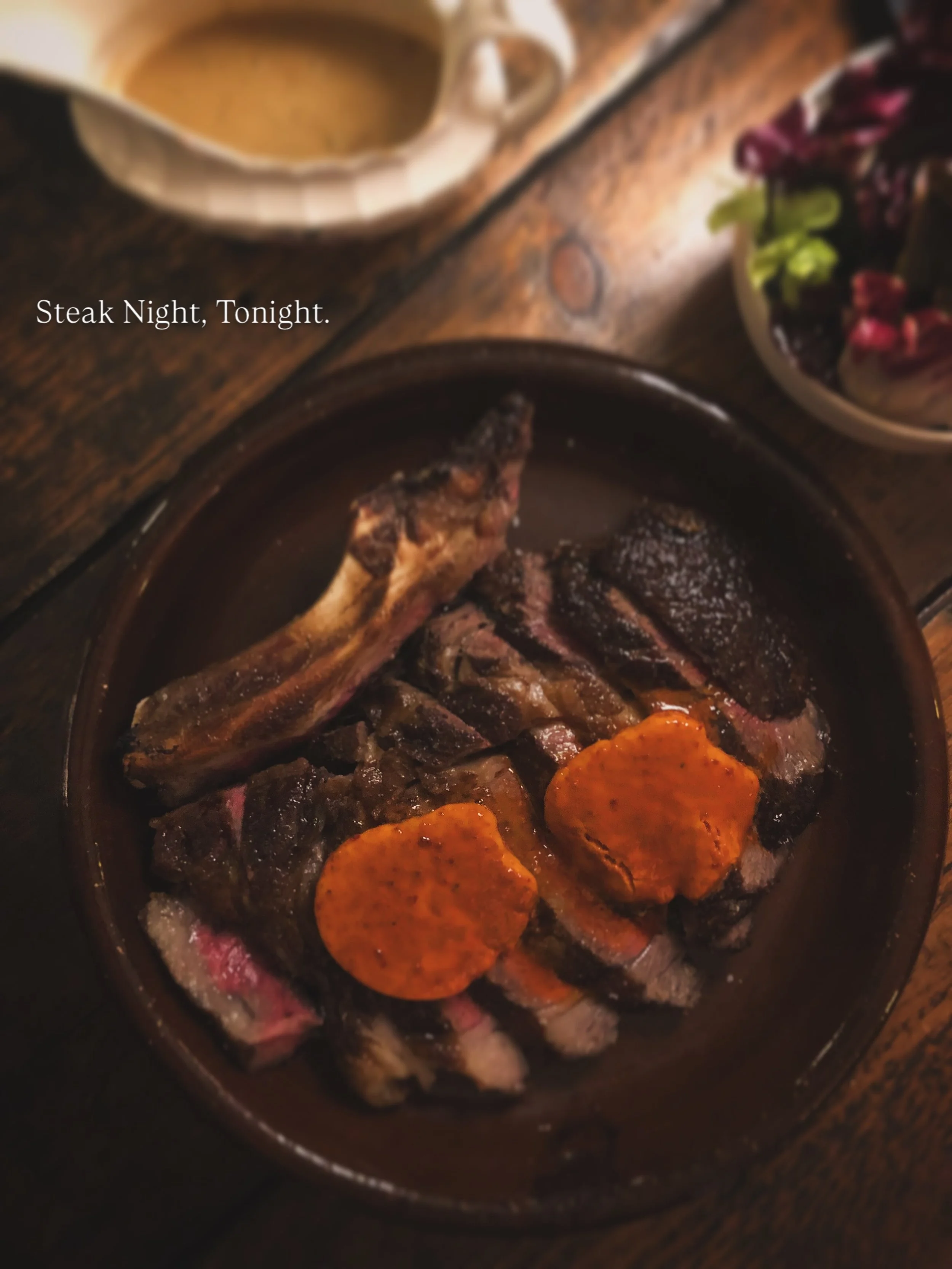 Steak nights are common place but ours hits differently.

Instead of small budget steaks, we feature big cuts from top producers, done the Spanish way &mdash; served on the rare side, sliced to share with good salt, good olive oil and generous slabs 