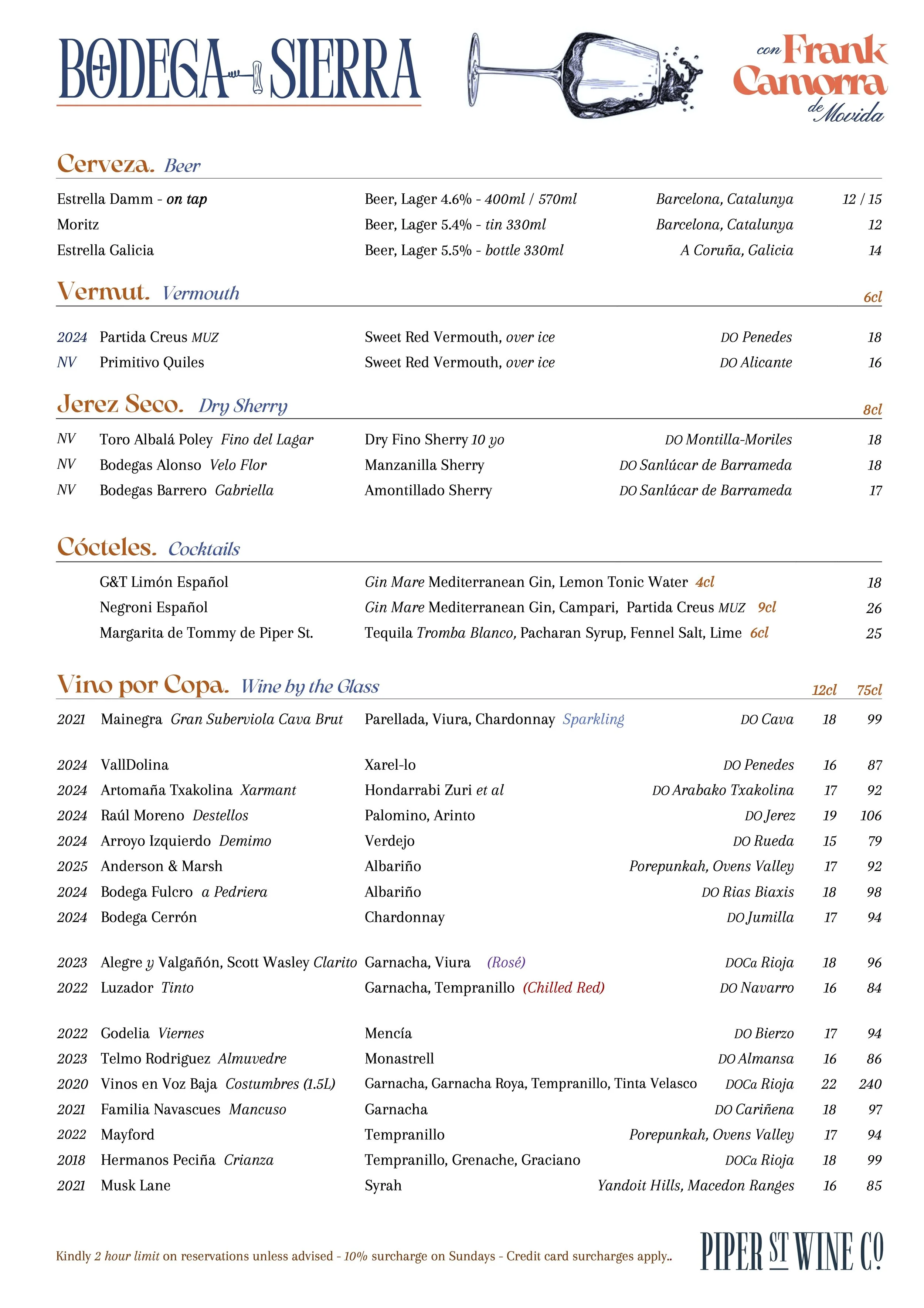 wine list, wine bar, wine, spanish wine, local wine, macedon ranges, victorian wine, beer, on tap, sherry, cocktails