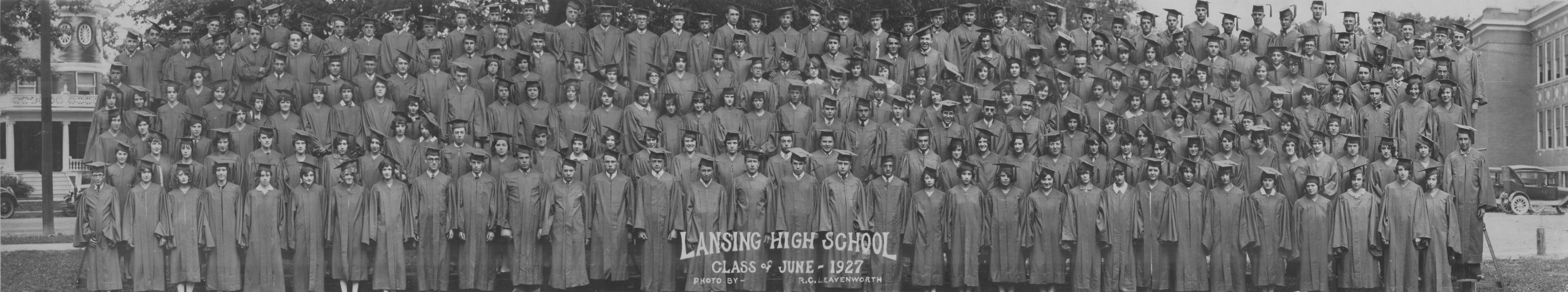 Lansing High School Class of June 1927; Photo by R.C. Leavenworth, Lansing, Mich.; Courtesy of the Dan Barber Collection.