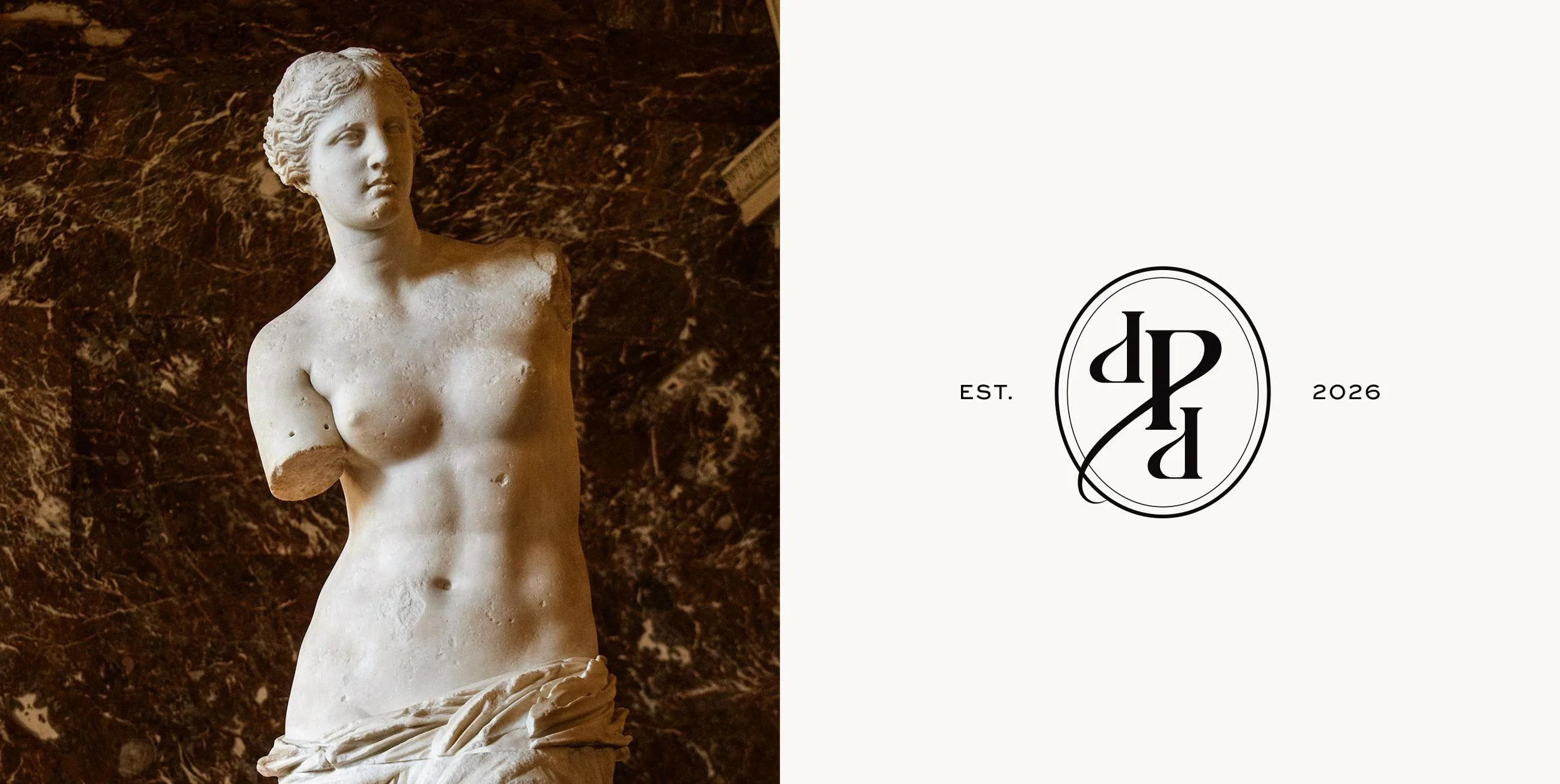 Bold and elegant logo design inspired by classical female sculpture