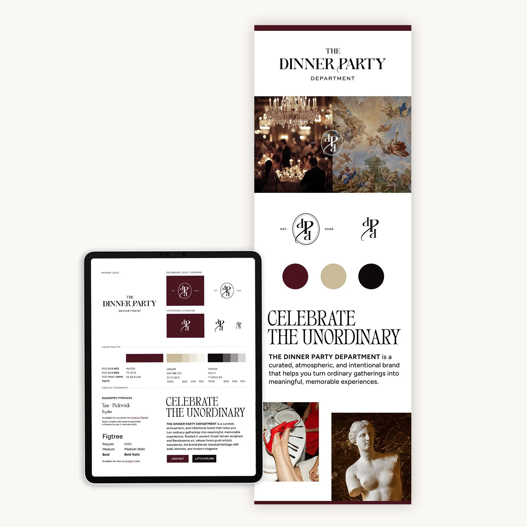 Brand board and style guide from event planner branding project