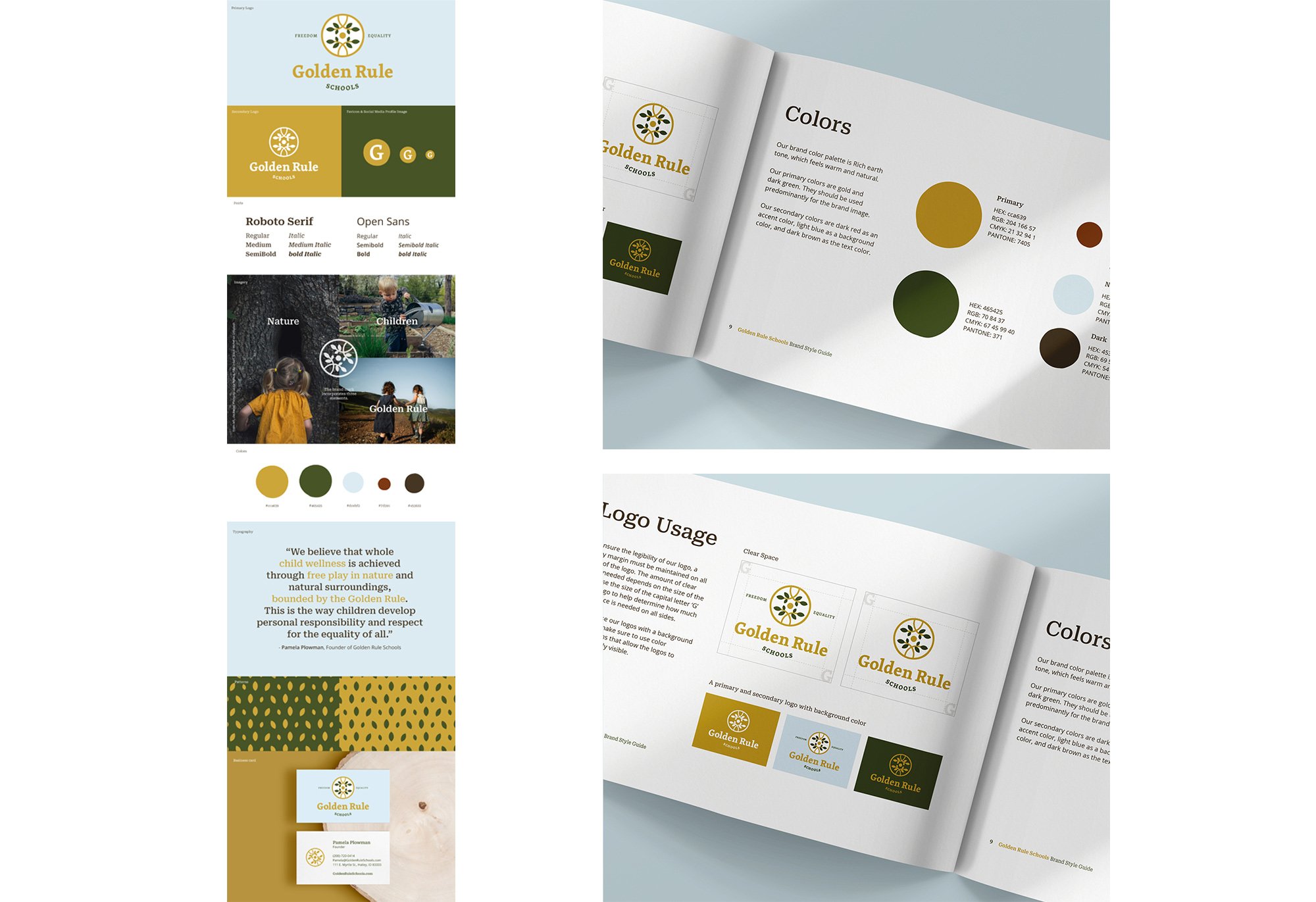 Brand board and style guide featuring a custom preschool logo and cohesive brand identity design.